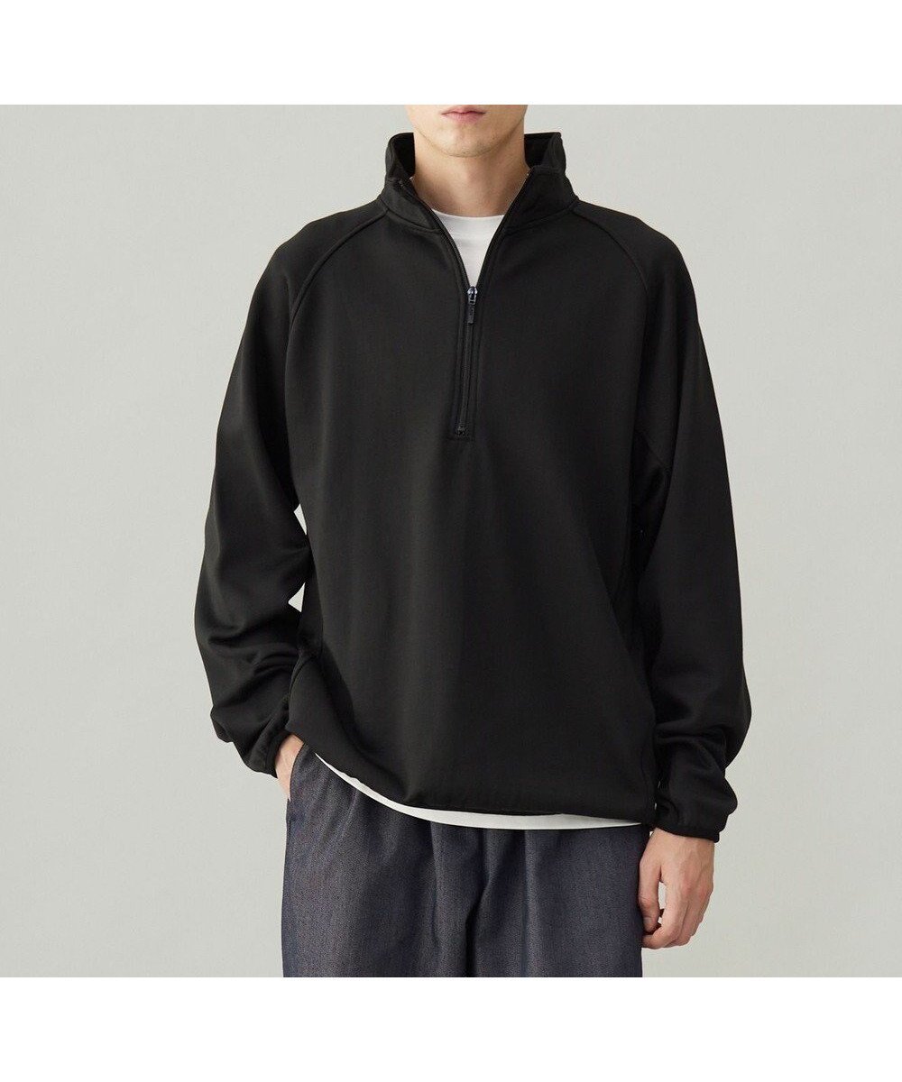 【アンフィーロ/UNFILO / MEN】のナイロン裏毛 ハーフジップ インテリア・キッズ・メンズ・レディースファッション・服の通販 founy(ファニー) 　ファッション　Fashion　メンズファッション　Fashion for Men　トップス・カットソー　Cut & Sew Tops　メンズシャツ　Shirts　ウォッシャブル　Machine Washable　カットソー　Cut and Sewn Top　スピンドル　Spindle, Drawcord　スポーティ　Sporty, Casual Athletic　ポケット　Pocket, Pocket Detail　ワーク　Workwear, Utility Style　A/W・秋冬　Autumn/Winter　エレガント 上品　Elegant　ブラック|ID: prp329100004640976 ipo3291000000033463391