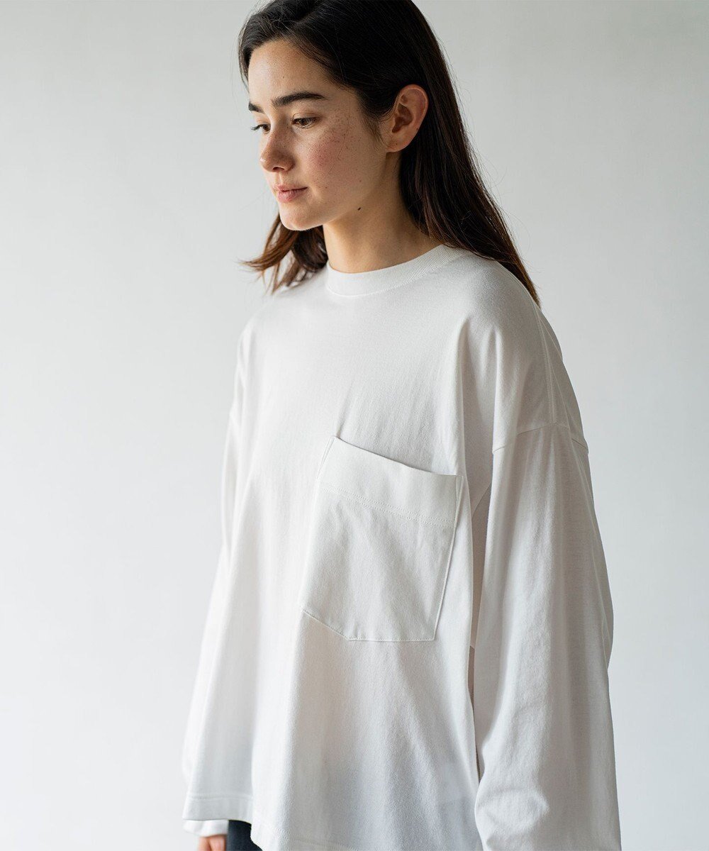 【ハーグ/HAAG】の【スマイルコットン/ソフトタッチ/洗濯機可】LONG SLEEVE SHIRTS カットソー 人気、トレンドファッション・服の通販 founy(ファニー) 　ファッション　Fashion　レディースファッション　Fashion for Women　トップス・カットソー　Cut & Sew Tops　シャツ・ブラウス・オフィスカジュアル　Elegant Blouses & Button-Ups　ロングTシャツ・Tシャツ　Longline T-Shirts & Tees　カットソー・ベーシックTシャツ　Cut-and-Sewn Tops / Stretch Tees & Basics　カットソー　Cut and Sewn Top　吸水　Absorbent, Quick-Dry　シャーリング　Shirring, Ruched　スリット　Slit, Slit Detail　タンブラー　Tumbler, Travel Mug　ボックス　Boxy, Box Shape　ポケット　Pocket, Pocket Detail　ロング　Long, Long-Length　A/W・秋冬　Autumn/Winter　S/S・春夏　SS, Spring/Summer, Warm Season　夏　Summer　 other-1|ID: prp329100004640996 ipo3291000000033464360