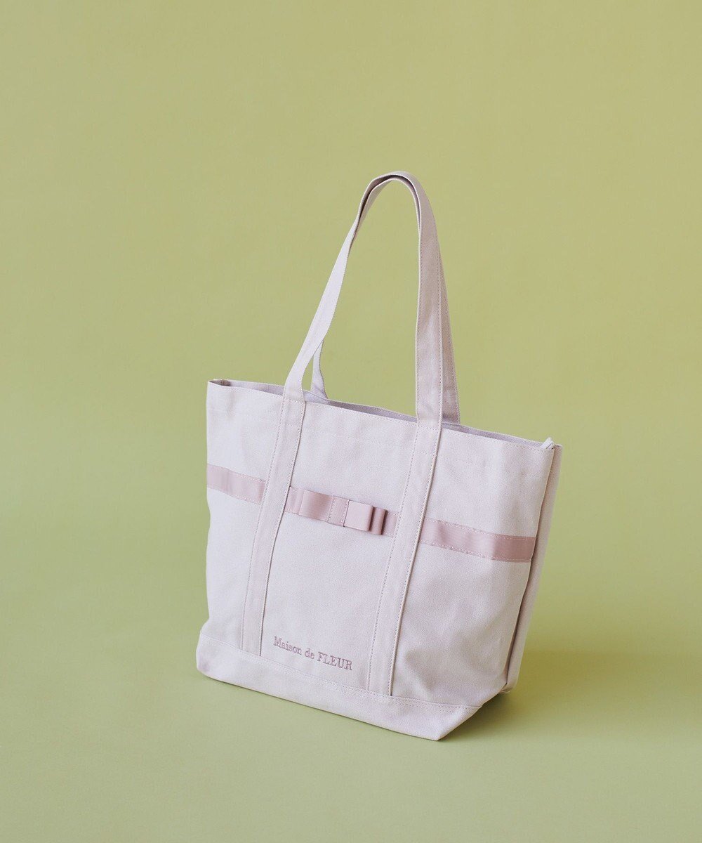 【メゾンドフルール/Maison de FLEUR】のマルチポケット帆布トートMバッグ 人気、トレンドファッション・服の通販 founy(ファニー) 　ファッション　Fashion　レディースファッション　Fashion for Women　バッグ　Bags　キャンバス　Canvas, Canvas Fabric　傘　Umbrella, Parasol　スマホ　Smartphone, Mobile Device　フロント　Front, Front Design　ポケット　Pocket, Pocket Detail　リボン　Ribbon, Bow　エレガント 上品　Elegant　ビジネス 仕事 通勤　Business / Work / Commuting　2025年　2025　2025春夏・S/S　Spring/Summer 2025 SS25　 other-1|ID: prp329100004640998 ipo3291000000034377434