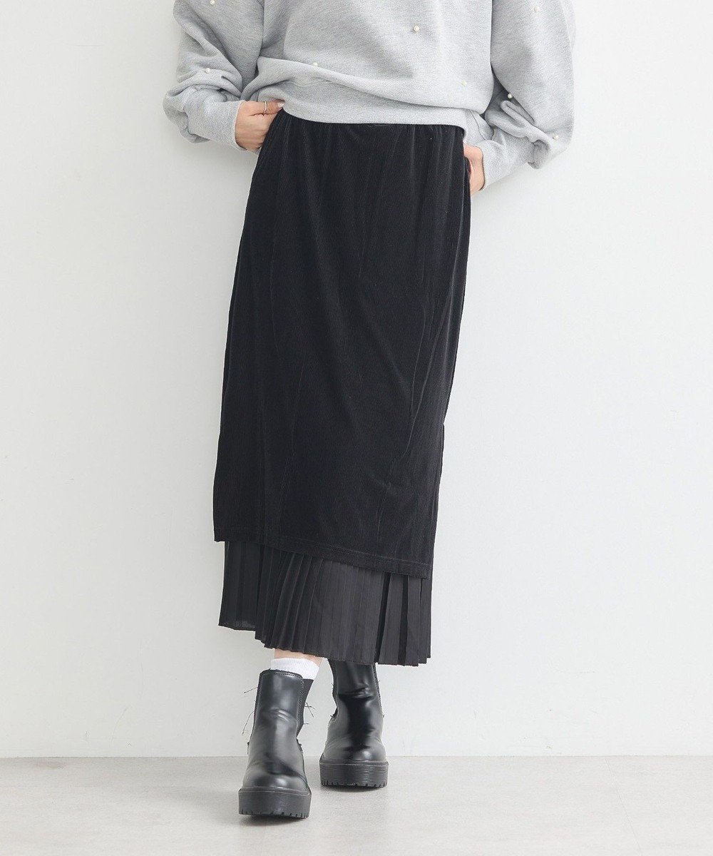 【アースミュージックアンドエコロジー/earth music&ecology】のベロアプリーツスカート インテリア・キッズ・メンズ・レディースファッション・服の通販 founy(ファニー) 　ファッション　Fashion　レディースファッション　Fashion for Women　スカート　Skirts　プリーツスカート / 上品フェミニンスタイル　Pleated Skirts　おすすめ　Recommended / Our Picks　コーデュロイ　Corduroy, Cord Fabric　シンプル　Simple, Minimal　フェミニン　Feminine, Girly　プリーツ　Pleats, Pleated　ベロア　Velour, Soft Velvet　ポケット　Pocket, Pocket Detail　A/W・秋冬　Autumn/Winter　Black|ID: prp329100004641096 ipo3291000000033660862