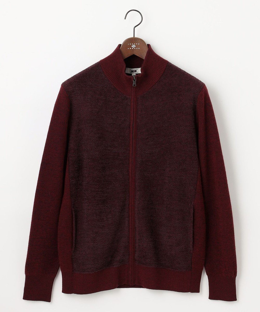 【ジョセフ アブード/JOSEPH ABBOUD / MEN】の【イタリア糸使用/洗える】メリノブレンドモール ジップ ニット ブルゾン インテリア・キッズ・メンズ・レディースファッション・服の通販 founy(ファニー) 　ファッション　Fashion　メンズファッション　Fashion for Men　トップス・カットソー　Cut & Sew Tops　ニット・セーター / 定番トップス　Knit Tops & Sweaters　カーディガン / 羽織り　Cardigans　アクリル　Acrylic Material　イタリア　Italy　カーディガン　Cardigan, Knitwear　ジップ　Zip, Zipper　ジャカード／ジャガード　Jacquard, Woven Pattern　スマート　Smart, Elegant　ブルゾン　Blouson, Bomber Jacket　切替　Switching, Contrast Panel　吸水　Absorbent, Quick-Dry　洗える　Machine Washable　A/W・秋冬　Autumn/Winter　ワイン系|ID: prp329100004641662 ipo3291000000033474641