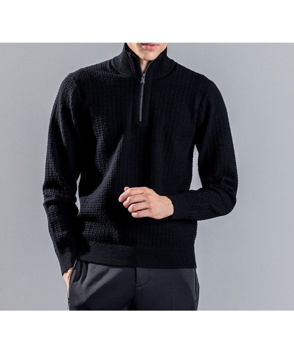 【ジョゼフ オム/JOSEPH HOMME / MEN】の【WEB限定】ヴィスコースリンクス ハーフジップニット インテリア・キッズ・メンズ・レディースファッション・服の通販 founy(ファニー) 　ファッション　Fashion　メンズファッション　Fashion for Men　トップス・カットソー　Cut & Sew Tops　ニット・セーター / 定番トップス　Knit Tops & Sweaters　クラシック　Classic, Timeless Style　シンプル　Simple, Minimal　スタンド　Stand Collar, Upright Stand　セーター　Sweater, Knitwear　タートルネック　Turtleneck, High Neck　フィット　Fit, Slim Fit　レギュラー　Regular, Standard Fit　ロング　Long, Long-Length　A/W・秋冬　Autumn/Winter　ブラック系|ID: prp329100004641670 ipo3291000000033474754