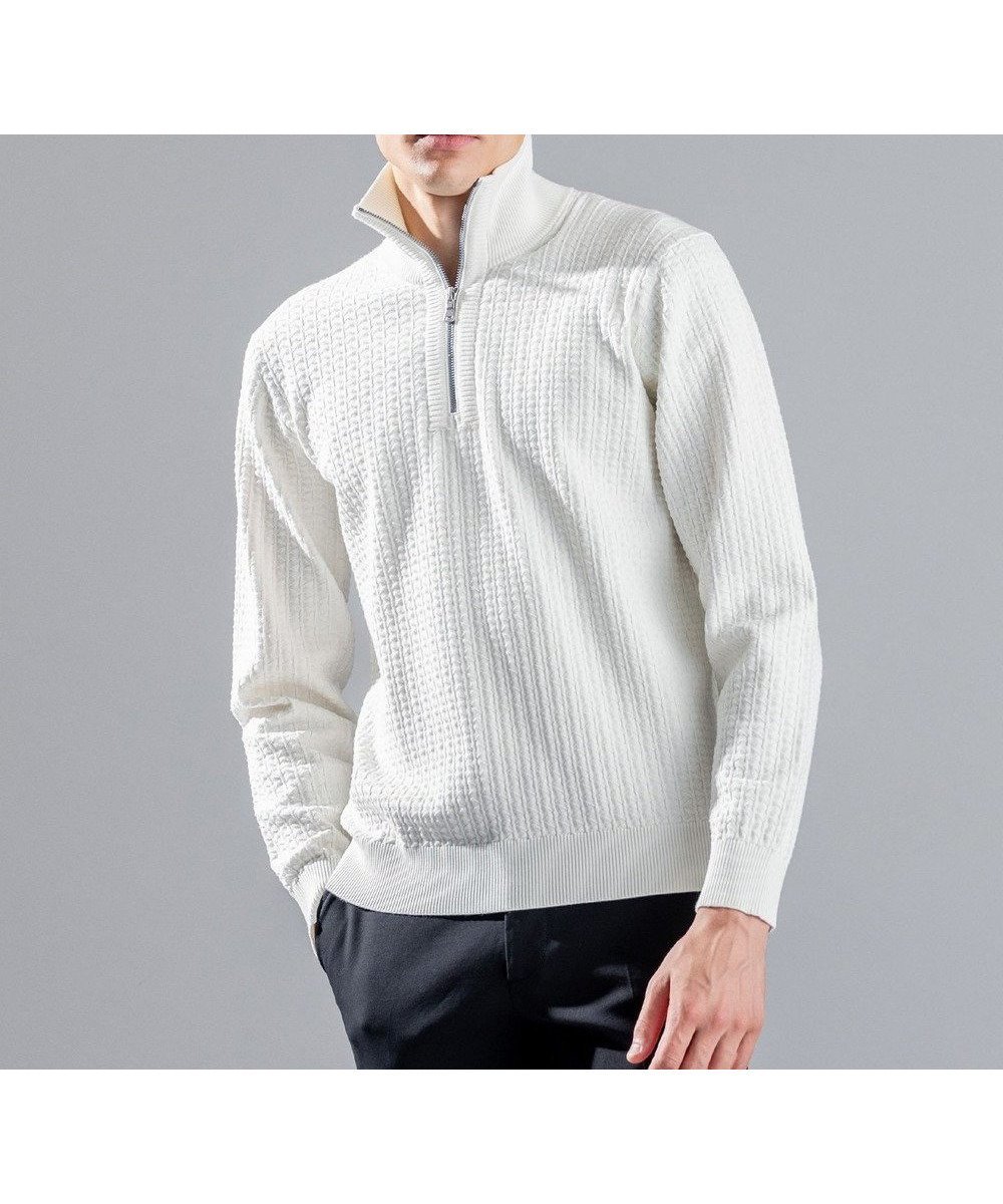 【ジョゼフ オム/JOSEPH HOMME / MEN】の【WEB限定】ヴィスコースリンクス ハーフジップニット インテリア・キッズ・メンズ・レディースファッション・服の通販 founy(ファニー) 　ファッション　Fashion　メンズファッション　Fashion for Men　トップス・カットソー　Cut & Sew Tops　ニット・セーター / 定番トップス　Knit Tops & Sweaters　クラシック　Classic, Timeless Style　シンプル　Simple, Minimal　スタンド　Stand Collar, Upright Stand　セーター　Sweater, Knitwear　タートルネック　Turtleneck, High Neck　フィット　Fit, Slim Fit　レギュラー　Regular, Standard Fit　ロング　Long, Long-Length　A/W・秋冬　Autumn/Winter　ホワイト系|ID: prp329100004641670 ipo3291000000033474757