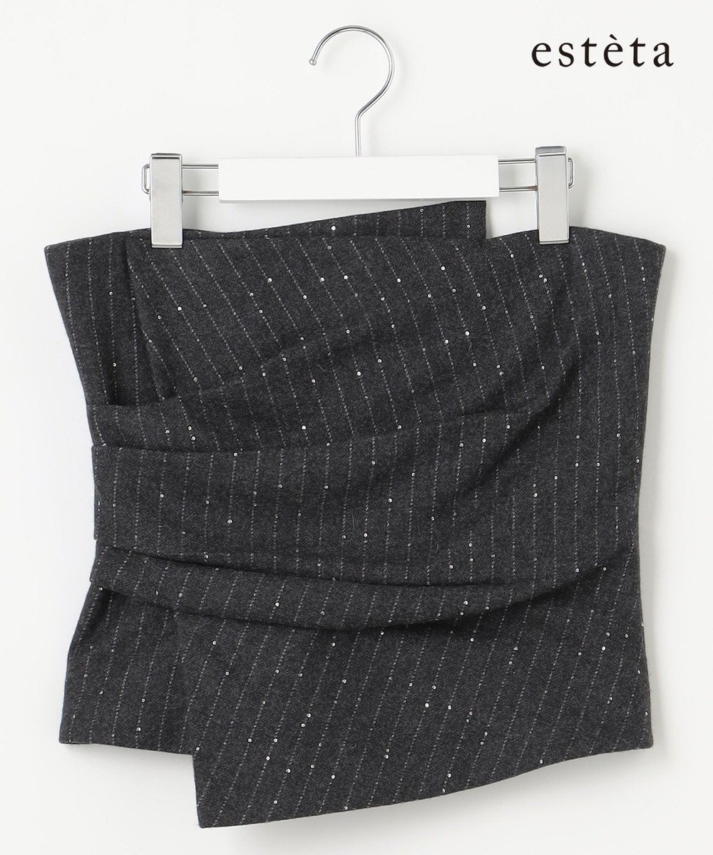 【23区/NIJYUSANKU】の【エステータ】ストライプシークイン ビスチェ インテリア・キッズ・メンズ・レディースファッション・服の通販 founy(ファニー) 　ファッション　Fashion　レディースファッション　Fashion for Women　トップス・カットソー　Cut & Sew Tops　ビスチェ　Bustiers & Corset Tops / Layered Bustier Style　イタリア　Italy　インナー　Innerwear　インポート　Imported Fashion　シンプル　Simple, Minimal　ストライプ　Stripe, Striped Pattern　スパンコール　Sequins, Sequin Embellishment　タートルネック　Turtleneck, High Neck　ビスチェ　Bustier, Corset Top　マニッシュ　Mannish, Boyish　ラップ　Wrap, Wrap Design　ランダム　Random, Irregular　A/W・秋冬　Autumn/Winter　冬　Winter / This Winter　グレー系|ID: prp329100004641806 ipo3291000000033681983