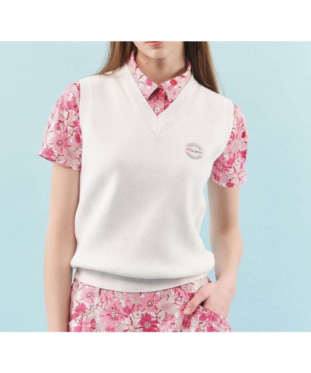 【23区 ゴルフ/NIJYUSANKU GOLF】の【WOMEN】【ウォッシャブル】ニット ベスト インテリア・キッズ・メンズ・レディースファッション・服の通販 founy(ファニー) 　ファッション　Fashion　レディースファッション　Fashion for Women　アウター　Coat / Outerwear Collection　トップス・カットソー　Cut & Sew Tops　ニット　Knit Tops & Sweaters　ベスト&ジレ / 重ね着スタイル　Vests & Gilets　インナー　Innerwear　ウォッシャブル　Machine Washable　スポーティ　Sporty, Casual Athletic　ベスト　Vest, Waistcoat　ポロシャツ　Polo Shirt, Collared Tee　ロング　Long, Long-Length　今季　This Season, Current Season　夏　Summer　春　Spring　S/S・春夏　SS, Spring/Summer, Warm Season　秋　Autumn　軽量　Lightweight, Ultra Light　ホワイト系|ID: prp329100004641895 ipo3291000000033477871