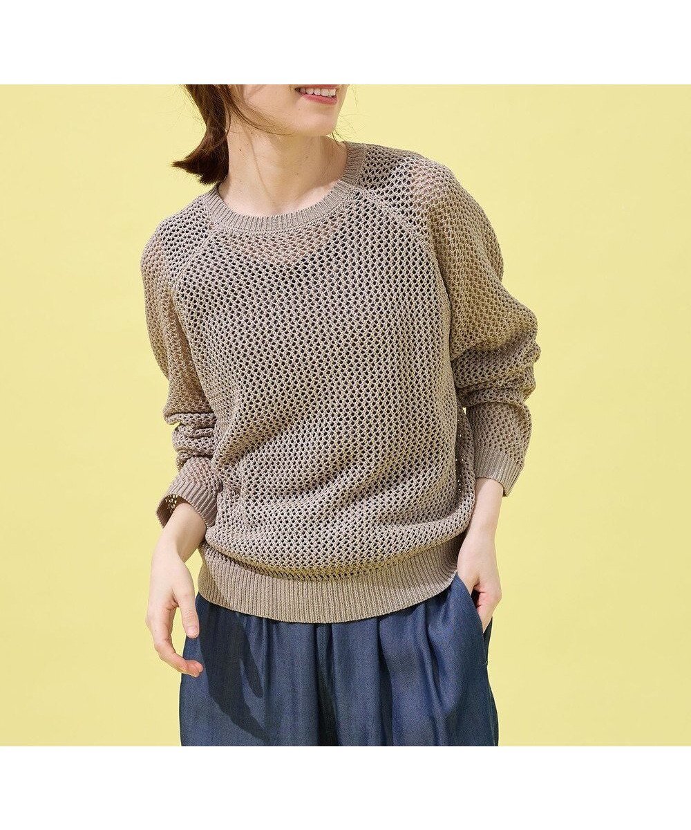【エニー/ANY】の【洗濯機可】メッシュプルオーバー インテリア・キッズ・メンズ・レディースファッション・服の通販 founy(ファニー) 　ファッション　Fashion　レディースファッション　Fashion for Women　トップス・カットソー　Cut & Sew Tops　ニット　Knit Tops & Sweaters　カジュアルプルオーバー・ニットトップス　Pullovers & Knit Tops / Casual Pullovers　おすすめ　Recommended / Our Picks　インナー　Innerwear　スリーブ　Sleeve, Long Sleeve / Short Sleeve　セーター　Sweater, Knitwear　タンク　Tank Top, Sleeveless Top　メッシュ　Mesh, Net Fabric　リラックス　Relax, Relaxed Fit　ロング　Long, Long-Length　夏　Summer　春　Spring　S/S・春夏　SS, Spring/Summer, Warm Season　長袖　Long Sleeve, Full Sleeve　グレージュ×ゴールド|ID: prp329100004642072 ipo3291000000034276721