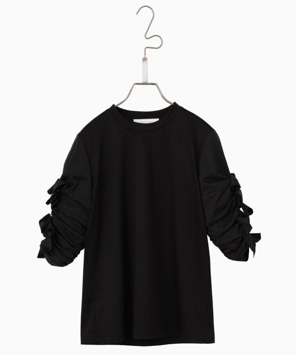 【フォルフォルモ/FORFORMO】の【洗える/接触冷感/UVカット】Ribbon Sleeve Tops リボンスリーブトップス インテリア・キッズ・メンズ・レディースファッション・服の通販 founy(ファニー) 　ファッション　Fashion　レディースファッション　Fashion for Women　トップス・カットソー　Cut & Sew Tops　シャツ・ブラウス・オフィスカジュアル　Elegant Blouses & Button-Ups　ロングTシャツ・Tシャツ　Longline T-Shirts & Tees　カットソー・ベーシックTシャツ　Cut-and-Sewn Tops / Stretch Tees & Basics　洗える　Machine Washable　カットソー　Cut and Sewn Top　フォルム　Silhouette, Form　A/W・秋冬　Autumn/Winter　S/S・春夏　SS, Spring/Summer, Warm Season　新作・新入荷　New Arrivals / New In　夏　Summer　エレガント 上品　Elegant　ブラック|ID: prp329100004642206 ipo3291000000033482813