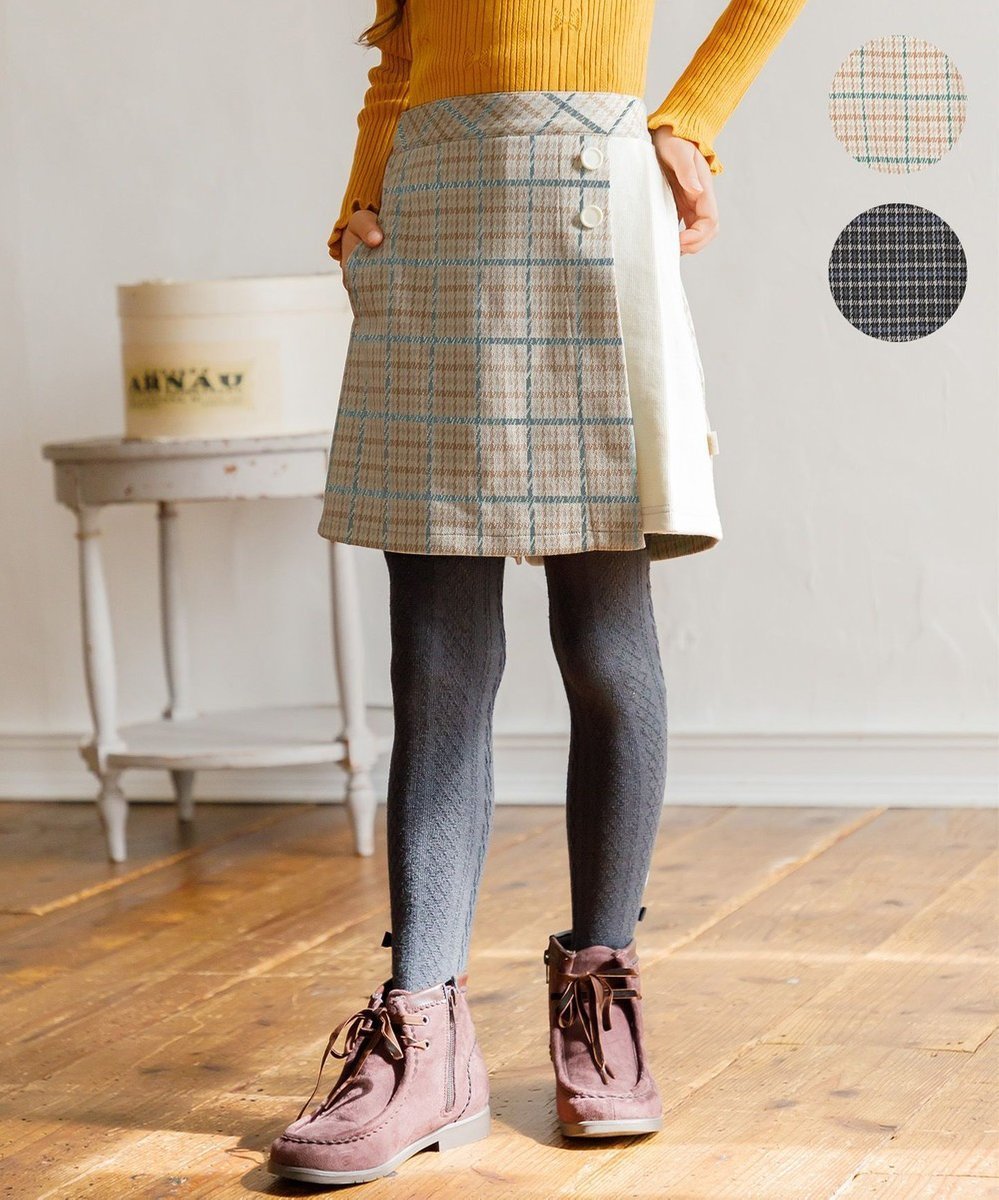 【組曲 / KIDS/KUMIKYOKU】の【110-140㎝】チェック キュロット 人気、トレンドファッション・服の通販 founy(ファニー) ファッション Fashion キッズファッション Fashion for Kids ボトムス Bottoms カットジャガード Cut Jacquard キュロット Culottes, Wide Shorts ターコイズ Turquoise, Blue-Green チェック Check, Plaid, Tartan プリーツ Pleats, Pleated ラップ Wrap, Wrap Design エレガント 上品 Elegant A/W・秋冬 Autumn/Winter other-1|ID: prp329100004642595 ipo3291000000034281879