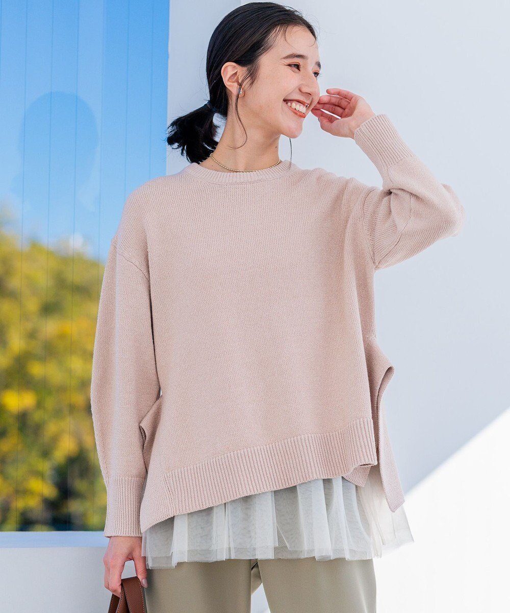 【組曲/KUMIKYOKU】のSOBANEラメプルオーバー ニット インテリア・キッズ・メンズ・レディースファッション・服の通販 founy(ファニー) 　ファッション　Fashion　レディースファッション　Fashion for Women　トップス・カットソー　Cut & Sew Tops　ニット　Knit Tops & Sweaters　カジュアルプルオーバー・ニットトップス　Pullovers & Knit Tops / Casual Pullovers　おすすめ　Recommended / Our Picks　アクリル　Acrylic Material　カットソー　Cut and Sewn Top　カーディガン　Cardigan, Knitwear　コンパクト　Compact, Small Size　シンプル　Simple, Minimal　スリット　Slit, Slit Detail　セーター　Sweater, Knitwear　バランス　Balance, Style Balance　パール　Pearl, Pearl Accent　夏　Summer　春　Spring　S/S・春夏　SS, Spring/Summer, Warm Season　ピンクベージュ系|ID: prp329100004642705 ipo3291000000033489048