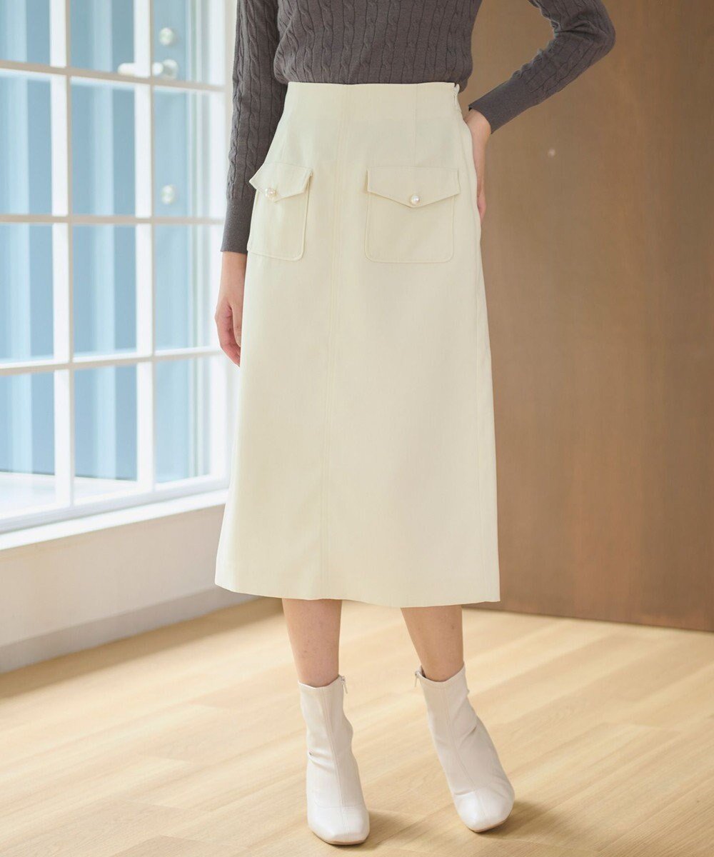 【フェルゥ/Feroux】の【洗える】フラップポケット スカート インテリア・キッズ・メンズ・レディースファッション・服の通販 founy(ファニー) 　ファッション　Fashion　レディースファッション　Fashion for Women　スカート　Skirts　コーデュロイ　Corduroy, Cord Fabric　シンプル　Simple, Minimal　スリット　Slit, Slit Detail　パール　Pearl, Pearl Accent　フラップ　Flap, Flap Pocket　ベーシック　Basic, Essential　ポケット　Pocket, Pocket Detail　ロング　Long, Long-Length　夏　Summer　定番　Standard, Basic Item　春　Spring　S/S・春夏　SS, Spring/Summer, Warm Season　洗える　Machine Washable　A/W・秋冬　Autumn/Winter　アイボリー系|ID: prp329100004642800 ipo3291000000033490064