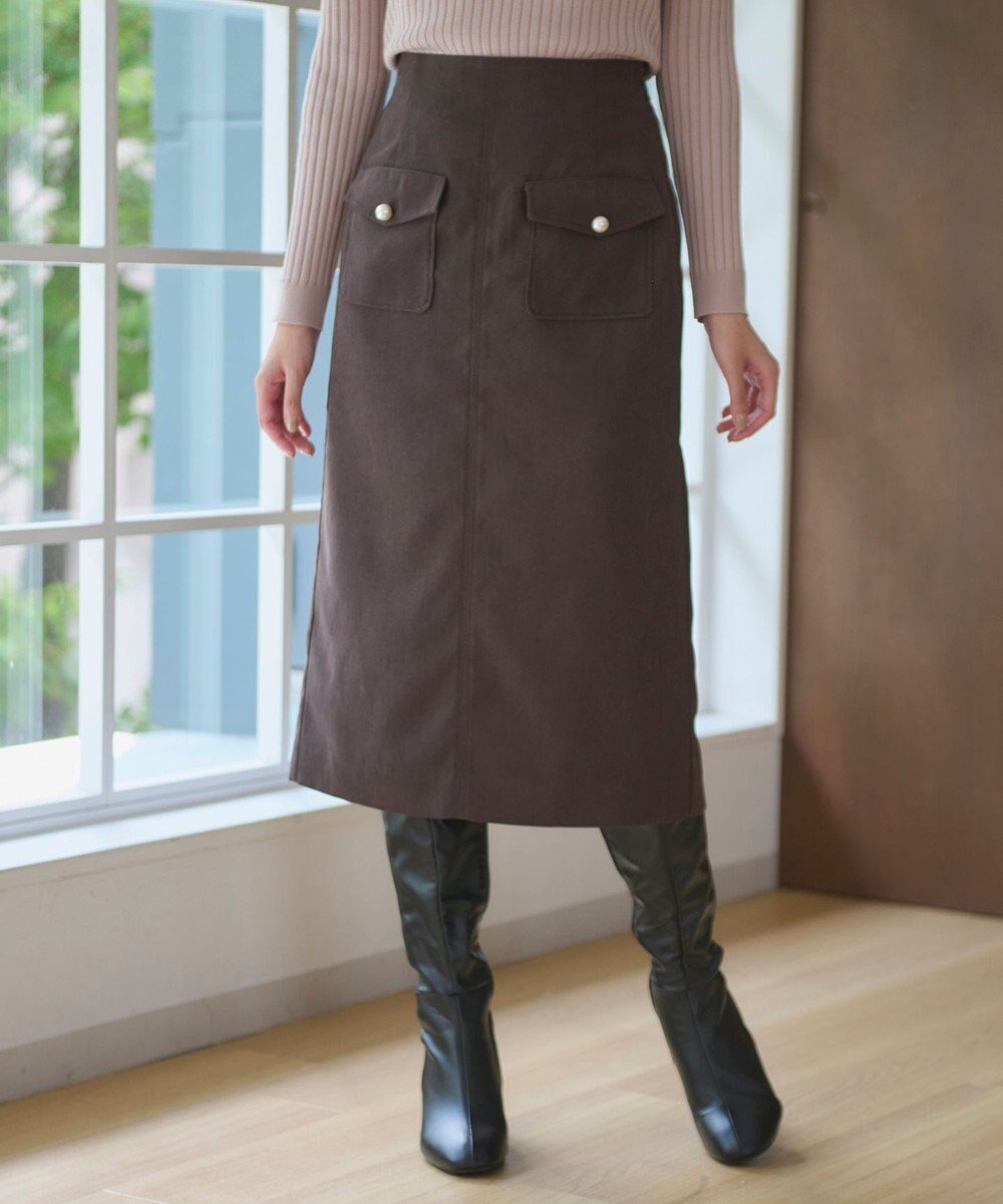 【フェルゥ/Feroux】の【洗える】フラップポケット スカート インテリア・キッズ・メンズ・レディースファッション・服の通販 founy(ファニー) 　ファッション　Fashion　レディースファッション　Fashion for Women　スカート　Skirts　コーデュロイ　Corduroy, Cord Fabric　シンプル　Simple, Minimal　スリット　Slit, Slit Detail　パール　Pearl, Pearl Accent　フラップ　Flap, Flap Pocket　ベーシック　Basic, Essential　ポケット　Pocket, Pocket Detail　ロング　Long, Long-Length　夏　Summer　定番　Standard, Basic Item　春　Spring　S/S・春夏　SS, Spring/Summer, Warm Season　洗える　Machine Washable　A/W・秋冬　Autumn/Winter　ダークブラウン系|ID: prp329100004642800 ipo3291000000033490066