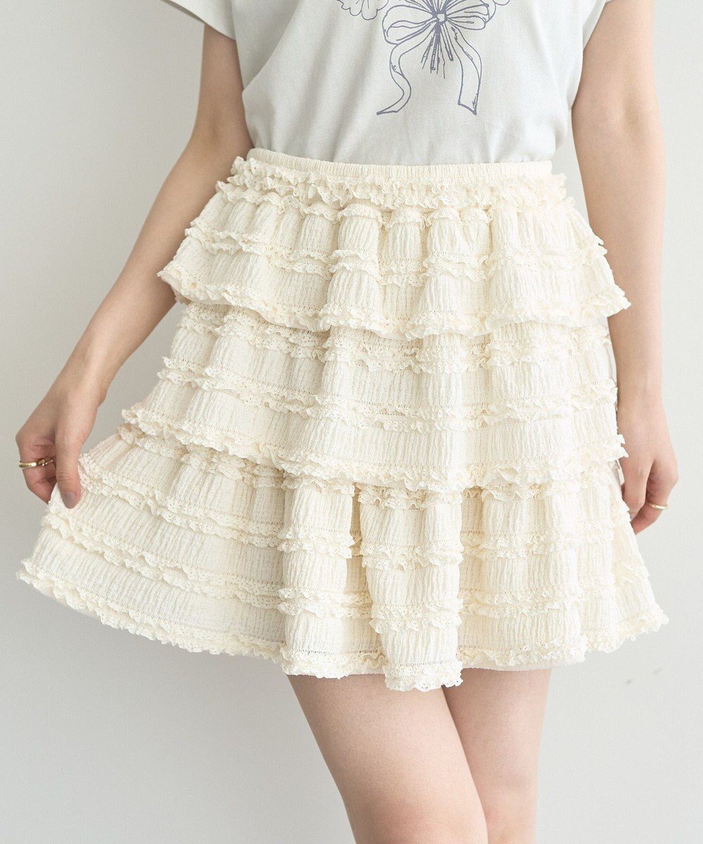 【アースミュージックアンドエコロジー/earth music&ecology】の【2WAY】フリフリミニスカート インテリア・キッズ・メンズ・レディースファッション・服の通販 founy(ファニー) 　ファッション　Fashion　レディースファッション　Fashion for Women　スカート　Skirts　ミニスカート　Mini Skirts　カットソー　Cut and Sewn Top　ティアード　Tiered, Tiered Style　ビスチェ　Bustier, Corset Top　フェミニン　Feminine, Girly　フリル　Frill, Ruffle　ポケット　Pocket, Pocket Detail　ミニスカート　Mini Skirt, Short Skirt　レース　Lace, Lace Fabric　A/W・秋冬　Autumn/Winter　Ivory|ID: prp329100004643044 ipo3291000000033493182