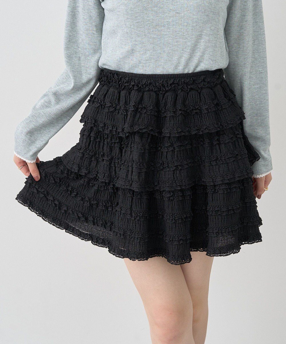 【アースミュージックアンドエコロジー/earth music&ecology】の【2WAY】フリフリミニスカート インテリア・キッズ・メンズ・レディースファッション・服の通販 founy(ファニー) 　ファッション　Fashion　レディースファッション　Fashion for Women　スカート　Skirts　ミニスカート　Mini Skirts　カットソー　Cut and Sewn Top　ティアード　Tiered, Tiered Style　ビスチェ　Bustier, Corset Top　フェミニン　Feminine, Girly　フリル　Frill, Ruffle　ポケット　Pocket, Pocket Detail　ミニスカート　Mini Skirt, Short Skirt　レース　Lace, Lace Fabric　A/W・秋冬　Autumn/Winter　Black|ID: prp329100004643044 ipo3291000000033493183