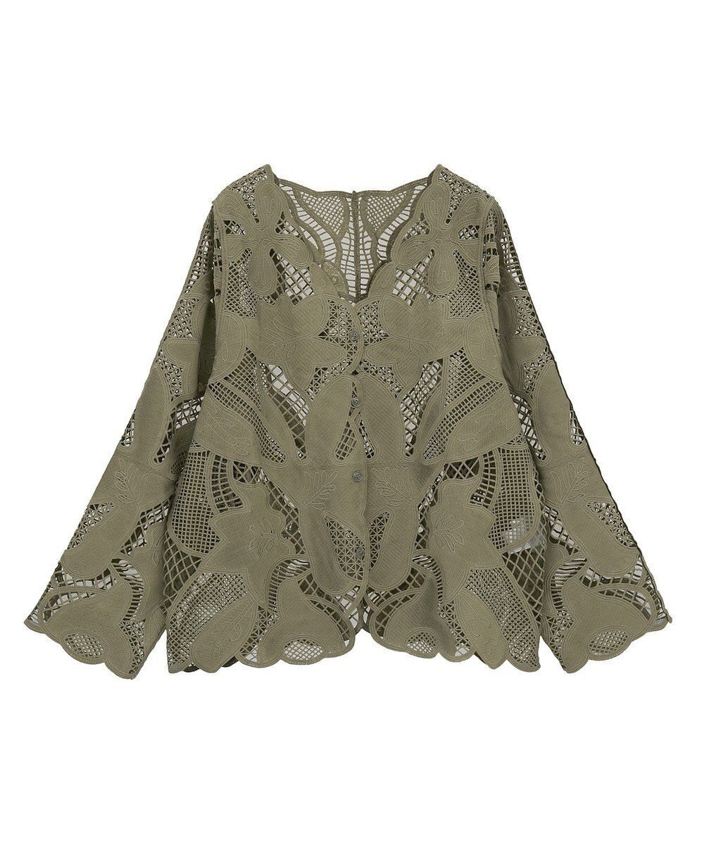【グリーンパークス/Green Parks】の・ELENCARE DUE レーシーカーディガン インテリア・キッズ・メンズ・レディースファッション・服の通販 founy(ファニー) 　ファッション　Fashion　レディースファッション　Fashion for Women　トップス・カットソー　Cut & Sew Tops　カーディガン・羽織り　Layered Style Cardigans　新作・新入荷　New Arrivals / New In　おすすめ　Recommended / Our Picks　インナー　Innerwear　カーディガン　Cardigan, Knitwear　スカラップ　Scallop, Scalloped Edge　フェミニン　Feminine, Girly　フラワー　Flower, Floral　ポケット　Pocket, Pocket Detail　モチーフ　Motif, Design Theme　レース　Lace, Lace Fabric　秋　Autumn　A/W・秋冬　Autumn/Winter　Khaki|ID: prp329100004643051 ipo3291000000033493247