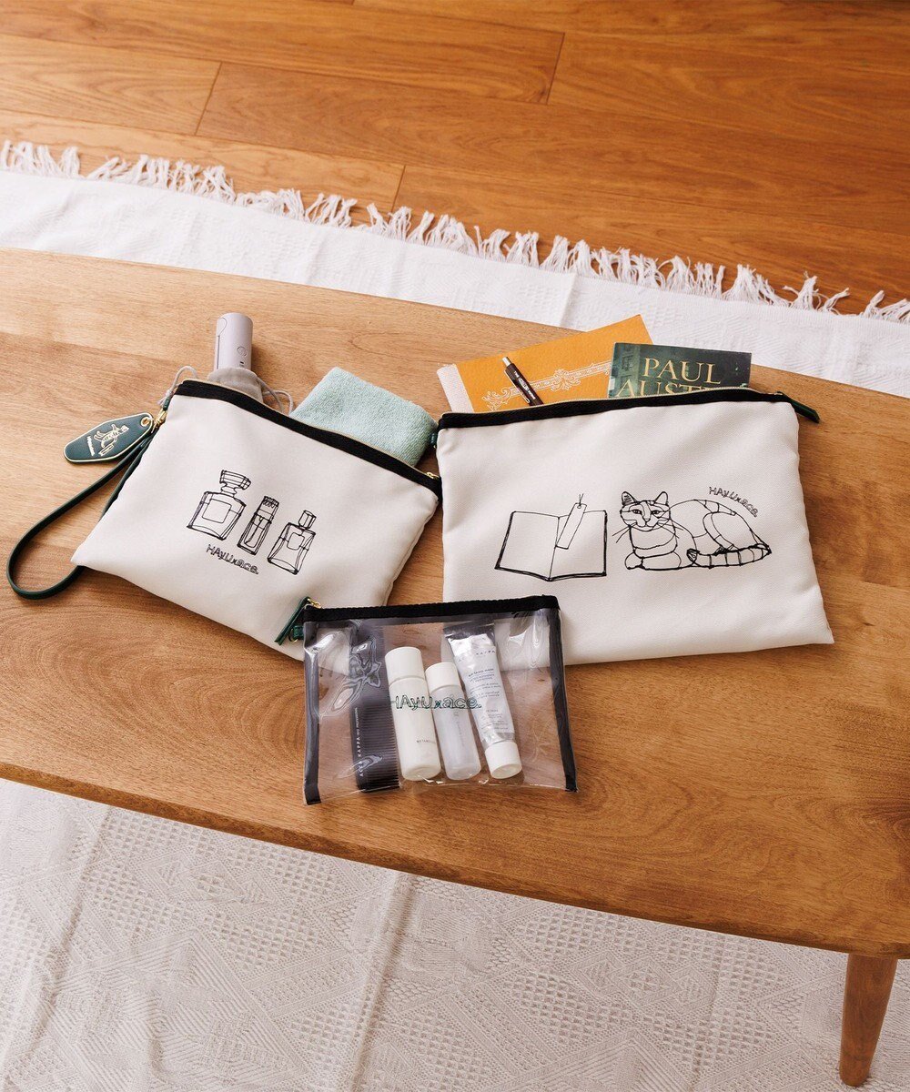 【エースバッグズアンドラゲッジ/ACE BAGS & LUGGAGE】のHAyU × ace. フラットポーチ 3点セット 猫柄 17825 人気、トレンドファッション・服の通販 founy(ファニー) 　ファッション　Fashion　レディースファッション　Fashion for Women　ポーチ&ミニバッグ　Pouches & Mini Bags　スポーツウェア　Functional & Stylish Sportswear　スポーツバッグ・ジム用ポーチ・バックパック　Gym Bag / Sports Backpack / Pouch for Training　フィットネス用品・トレーニングアクセサリー　Fitness Accessories / Sports Gear / Exercise Equipment　アクセサリー　Fashion Accessories　クラッチ　Clutch, Clutch Bag　コラボ　Collaboration, Collab　シンプル　Simple, Minimal　スポーツ　Sports, Activewear　チャーム　Charm, Pendant　トラベル　Travel, Travel Gear　ネコ　Cat, Feline Motif　猫　Cat, Kitty　フラット　Flat, Flat Shoes　プリント　Print, Printed Pattern　ポーチ　Pouch, Small Case　モチーフ　Motif, Design Theme　ラップ　Wrap, Wrap Design　リュック　Backpack, Rucksack　ワイヤー　Wire, Wired Bra　再入荷　Restock / Back in Stock　新作・新入荷　New Arrivals / New In　旅行　Travel　スーツケース キャリーケース　Suitcase / Carry Case　ギフト プレゼント　Gift / Present　 other-1|ID: prp329100004643071 ipo3291000000033493403