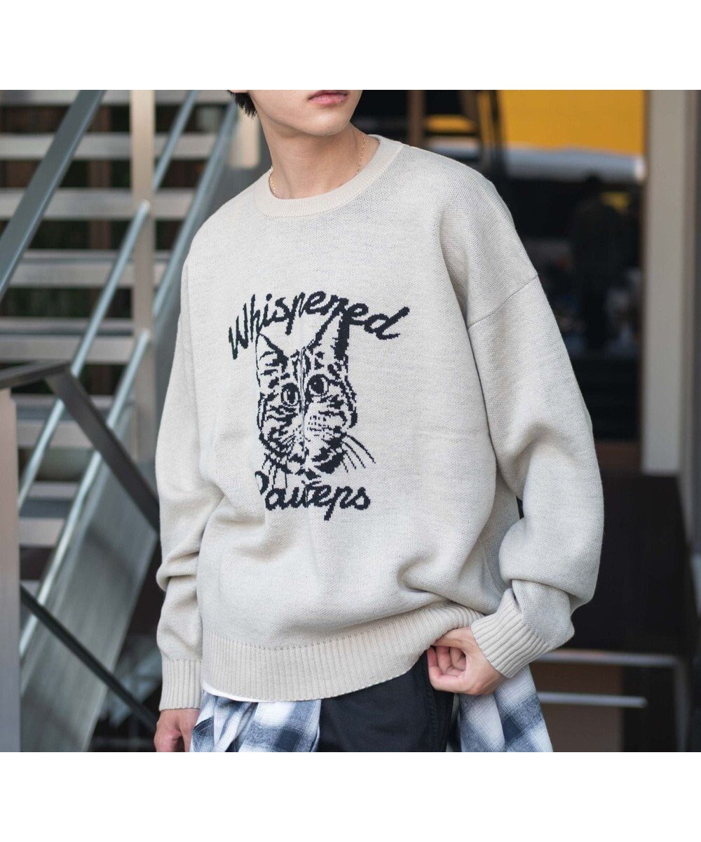 【ウィゴー/WEGO】の【ユニセックス着用ITEM/SMLサイズ展開】ジャガードグラフィックプルオーバー インテリア・キッズ・メンズ・レディースファッション・服の通販 founy(ファニー) 　ファッション　Fashion　レディースファッション　Fashion for Women　トップス・カットソー　Cut & Sew Tops　ニット　Knit Tops & Sweaters　カジュアルプルオーバー・ニットトップス　Pullovers & Knit Tops / Casual Pullovers　インナー　Innerwear　春　Spring　秋　Autumn　カーゴパンツ　Cargo Pants, Utility Pants　グラフィック　Graphic, Graphic Design　ショート　Short, Short Length　シンプル　Simple, Minimal　スマホ　Smartphone, Mobile Device　スラックス　Slacks, Dress Pants　セーター　Sweater, Knitwear　デニム　Denim, Jeans Material　トレンド　Trend, Trending Now　バランス　Balance, Style Balance　プリント　Print, Printed Pattern　ボトム　Bottoms, Lower Wear　メンズ　Men's, Menswear　ロング　Long, Long-Length　ワイド　Wide, Wide Fit　冬　Winter / This Winter　A/W・秋冬　Autumn/Winter　新作・新入荷　New Arrivals / New In　オフホワイト|ID: prp329100004643118 ipo3291000000033493679