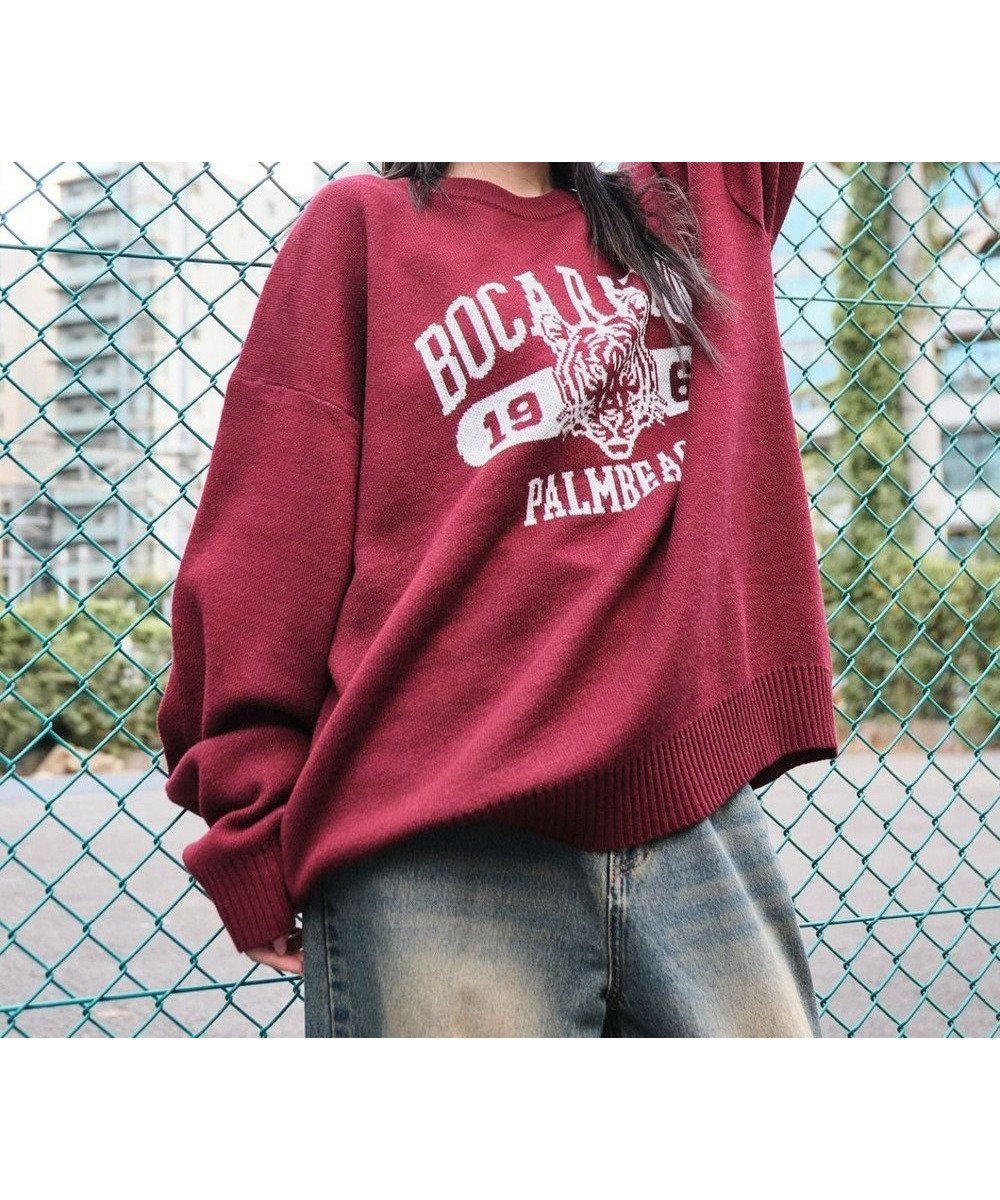 【ウィゴー/WEGO】の【ユニセックス着用ITEM/SMLサイズ展開】ジャガードグラフィックプルオーバー インテリア・キッズ・メンズ・レディースファッション・服の通販 founy(ファニー) 　ファッション　Fashion　レディースファッション　Fashion for Women　トップス・カットソー　Cut & Sew Tops　ニット　Knit Tops & Sweaters　カジュアルプルオーバー・ニットトップス　Pullovers & Knit Tops / Casual Pullovers　インナー　Innerwear　春　Spring　秋　Autumn　カーゴパンツ　Cargo Pants, Utility Pants　グラフィック　Graphic, Graphic Design　ショート　Short, Short Length　シンプル　Simple, Minimal　スマホ　Smartphone, Mobile Device　スラックス　Slacks, Dress Pants　セーター　Sweater, Knitwear　デニム　Denim, Jeans Material　トレンド　Trend, Trending Now　バランス　Balance, Style Balance　プリント　Print, Printed Pattern　ボトム　Bottoms, Lower Wear　メンズ　Men's, Menswear　ロング　Long, Long-Length　ワイド　Wide, Wide Fit　冬　Winter / This Winter　A/W・秋冬　Autumn/Winter　ワイン|ID: prp329100004643118 ipo3291000000033710373