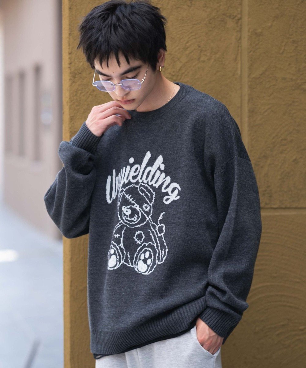 【ウィゴー/WEGO】の【ユニセックス着用ITEM/SMLサイズ展開】ジャガードグラフィックプルオーバー インテリア・キッズ・メンズ・レディースファッション・服の通販 founy(ファニー) 　ファッション　Fashion　レディースファッション　Fashion for Women　トップス・カットソー　Cut & Sew Tops　ニット　Knit Tops & Sweaters　カジュアルプルオーバー・ニットトップス　Pullovers & Knit Tops / Casual Pullovers　インナー　Innerwear　春　Spring　秋　Autumn　カーゴパンツ　Cargo Pants, Utility Pants　グラフィック　Graphic, Graphic Design　ショート　Short, Short Length　シンプル　Simple, Minimal　スマホ　Smartphone, Mobile Device　スラックス　Slacks, Dress Pants　セーター　Sweater, Knitwear　デニム　Denim, Jeans Material　トレンド　Trend, Trending Now　バランス　Balance, Style Balance　プリント　Print, Printed Pattern　ボトム　Bottoms, Lower Wear　メンズ　Men's, Menswear　ロング　Long, Long-Length　ワイド　Wide, Wide Fit　冬　Winter / This Winter　A/W・秋冬　Autumn/Winter　ブラック中濃色|ID: prp329100004643118 ipo3291000000033710382