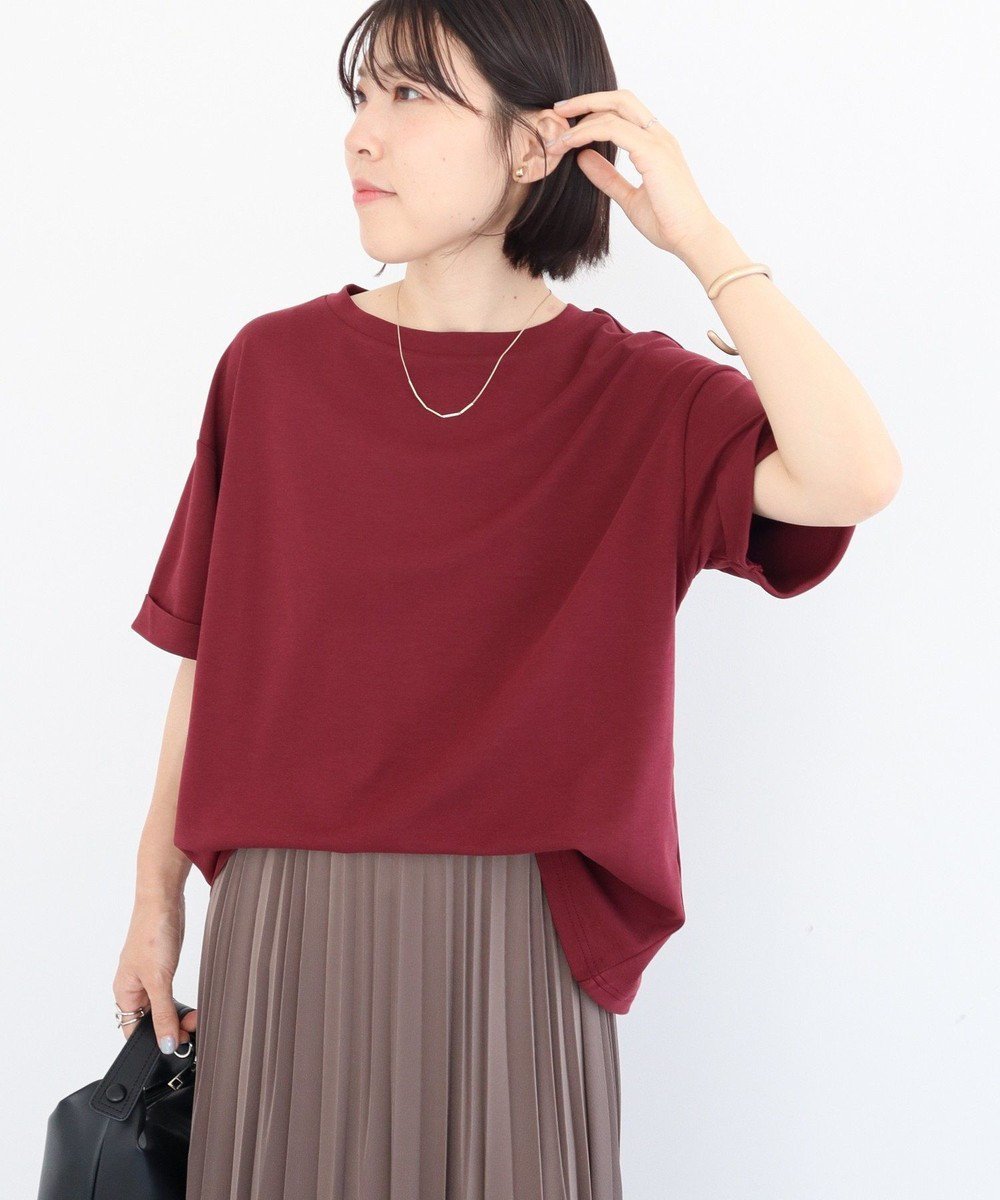 【グリーンパークス/Green Parks】の・swing by シルケットオーバーサイズTEE インテリア・キッズ・メンズ・レディースファッション・服の通販 founy(ファニー) 　ファッション　Fashion　レディースファッション　Fashion for Women　トップス・カットソー　Cut & Sew Tops　シャツ・ブラウス・オフィスカジュアル　Elegant Blouses & Button-Ups　ロングTシャツ・Tシャツ　Longline T-Shirts & Tees　カットソー・ベーシックTシャツ　Cut-and-Sewn Tops / Stretch Tees & Basics　おすすめ　Recommended / Our Picks　カットソー　Cut and Sewn Top　シルケット　Silket, Silky Cotton　シンプル　Simple, Minimal　ベーシック　Basic, Essential　ポケット　Pocket, Pocket Detail　ロールアップ　Roll-Up, Cuffed Hem　A/W・秋冬　Autumn/Winter　Bordeaux|ID: prp329100004643853 ipo3291000000033710017