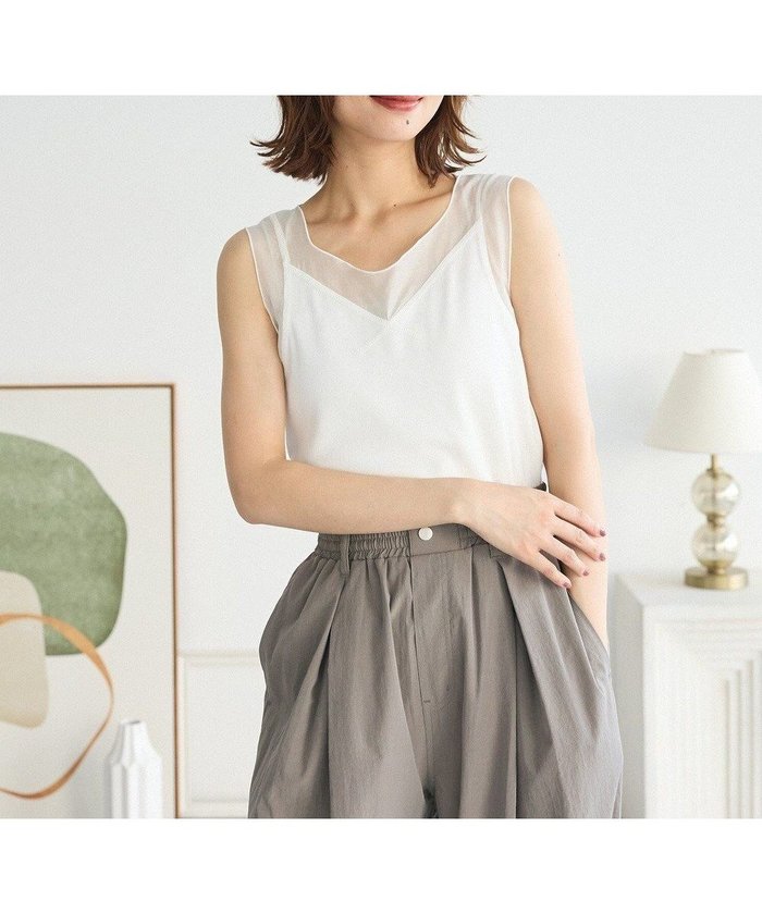 【グリーンパークス/Green Parks】の・SUGAR SPOON シアー切替タンクトップⅡ インテリア・キッズ・メンズ・レディースファッション・服の通販 founy(ファニー) https://founy.com/ ファッション Fashion レディースファッション Fashion for Women トップス・カットソー Cut & Sew Tops おすすめ Recommended / Our Picks シアー Sheer, See-Through タンク Tank Top, Sleeveless Top ポケット Pocket, Pocket Detail 切替 Switching, Contrast Panel A/W・秋冬 Autumn/Winter |ID: prp329100004643860 ipo3291000000033819386