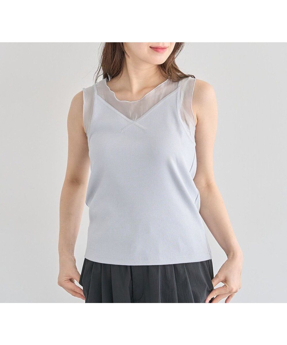 【グリーンパークス/Green Parks】の・SUGAR SPOON シアー切替タンクトップⅡ インテリア・キッズ・メンズ・レディースファッション・服の通販 founy(ファニー) 　ファッション　Fashion　レディースファッション　Fashion for Women　トップス・カットソー　Cut & Sew Tops　おすすめ　Recommended / Our Picks　シアー　Sheer, See-Through　タンク　Tank Top, Sleeveless Top　ポケット　Pocket, Pocket Detail　切替　Switching, Contrast Panel　A/W・秋冬　Autumn/Winter　Light Gray|ID: prp329100004643860 ipo3291000000033819390