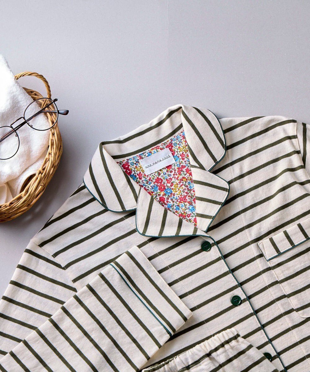 【ウンナナクール/une nana cool】の【綿100%】コットンボーダーパジャマ MADE WITH LIBERTY FABRIC インテリア・キッズ・メンズ・レディースファッション・服の通販 founy(ファニー) ファッション Fashion レディースファッション Fashion for Women なめらか Smooth, Silky Texture 長袖 Long Sleeve, Full Sleeve パイピング Piping, Trim Design パジャマ Pajamas, Sleepwear プリント Print, Printed Pattern ボトム Bottoms, Lower Wear ポケット Pocket, Pocket Detail リラックス Relax, Relaxed Fit おすすめ Recommended / Our Picks オリーブ|ID: prp329100004643994 ipo3291000000033504300