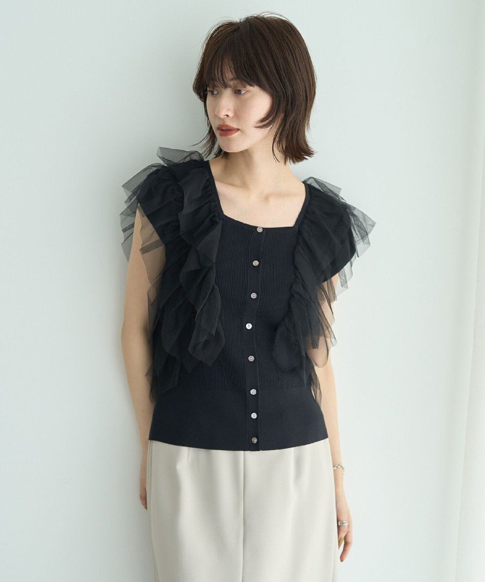 【イェッカ ヴェッカ/YECCA VECCA】のチュールラッフルノースリーブカーディガン インテリア・キッズ・メンズ・レディースファッション・服の通販 founy(ファニー) ファッション Fashion レディースファッション Fashion for Women トップス・カットソー Cut & Sew Tops カーディガン・羽織り Layered Style Cardigans キャミソール&ノースリーブ Camisoles & Sleeveless Tops おすすめ Recommended / Our Picks エアリー Airy Texture カーディガン Cardigan, Knitwear スクエア Square, Square Shape チュール Tulip, Tulip Motif デコルテ Décolleté, Neckline トレンド Trend, Trending Now ノースリーブ Sleeveless, No-Sleeve フィット Fit, Slim Fit フェミニン Feminine, Girly ポケット Pocket, Pocket Detail リブニット Rib Knit, Ribbed Knit A/W・秋冬 Autumn/Winter Black|ID: prp329100004644006 ipo3291000000033504363