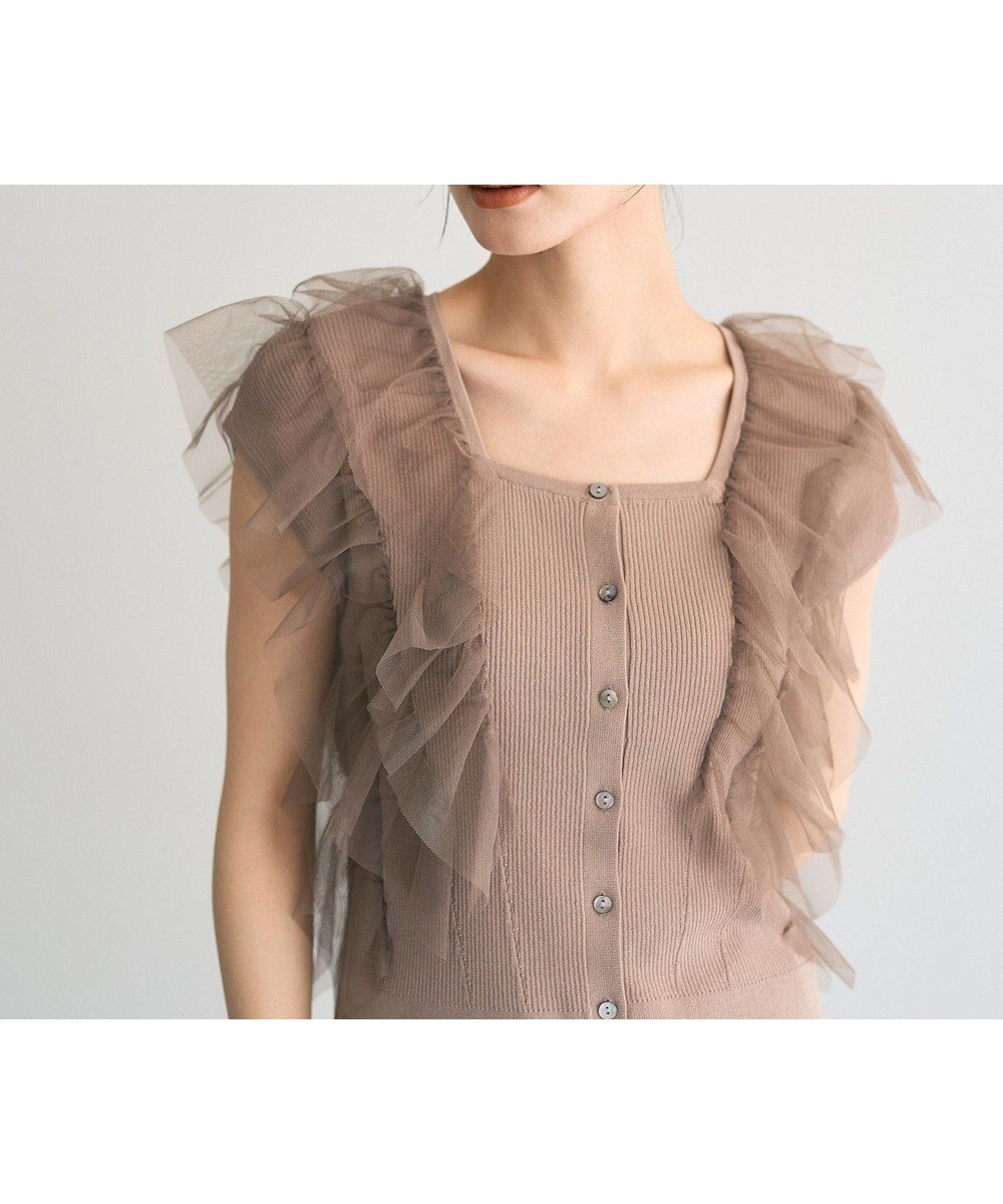 【イェッカ ヴェッカ/YECCA VECCA】のチュールラッフルノースリーブカーディガン インテリア・キッズ・メンズ・レディースファッション・服の通販 founy(ファニー) ファッション Fashion レディースファッション Fashion for Women トップス・カットソー Cut & Sew Tops カーディガン・羽織り Layered Style Cardigans キャミソール&ノースリーブ Camisoles & Sleeveless Tops おすすめ Recommended / Our Picks エアリー Airy Texture カーディガン Cardigan, Knitwear スクエア Square, Square Shape チュール Tulip, Tulip Motif デコルテ Décolleté, Neckline トレンド Trend, Trending Now ノースリーブ Sleeveless, No-Sleeve フィット Fit, Slim Fit フェミニン Feminine, Girly ポケット Pocket, Pocket Detail リブニット Rib Knit, Ribbed Knit A/W・秋冬 Autumn/Winter Beige|ID: prp329100004644006 ipo3291000000033504365
