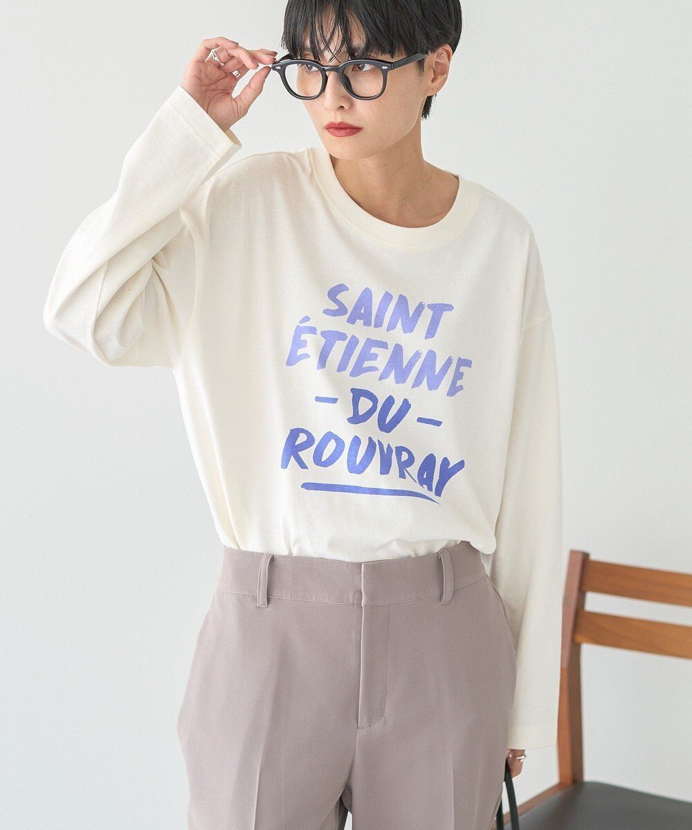 【アメリカンホリック/AMERICAN HOLIC】の手書き風ロゴロングTシャツ インテリア・キッズ・メンズ・レディースファッション・服の通販 founy(ファニー) 　ファッション　Fashion　レディースファッション　Fashion for Women　トップス・カットソー　Cut & Sew Tops　シャツ・ブラウス・オフィスカジュアル　Elegant Blouses & Button-Ups　ロングTシャツ・Tシャツ　Longline T-Shirts & Tees　カットソー・ベーシックTシャツ　Cut-and-Sewn Tops / Stretch Tees & Basics　カットソー　Cut and Sewn Top　スリーブ　Sleeve, Long Sleeve / Short Sleeve　トレンド　Trend, Trending Now　プリント　Print, Printed Pattern　ベスト　Vest, Waistcoat　ポケット　Pocket, Pocket Detail　ロング　Long, Long-Length　ワイド　Wide, Wide Fit　A/W・秋冬　Autumn/Winter　羽織　Haori, Light Jacket　Off White|ID: prp329100004644041 ipo3291000000033504538