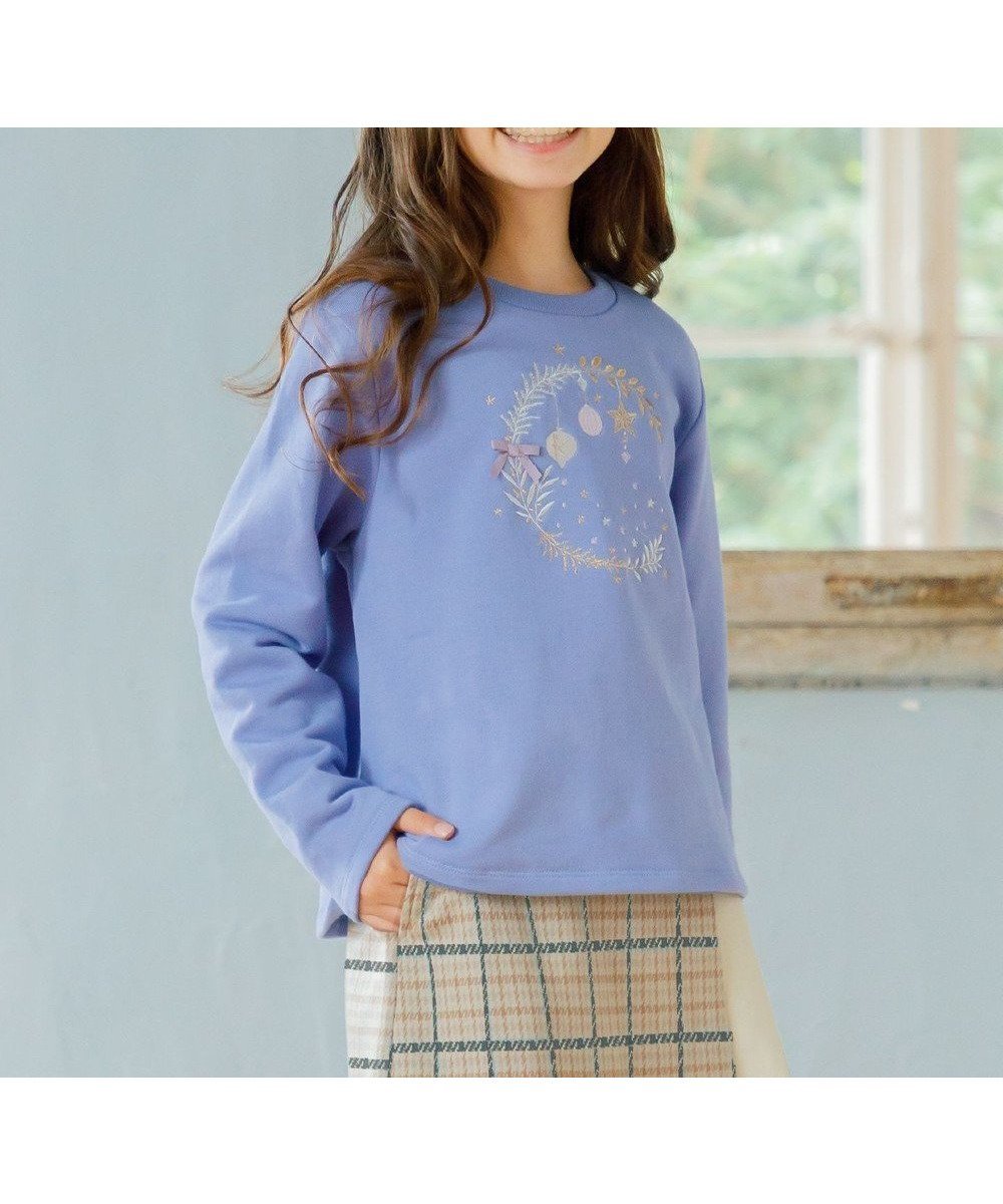 【組曲 / KIDS/KUMIKYOKU】の【110-140㎝】オーナメント刺繍 トレーナー インテリア・キッズ・メンズ・レディースファッション・服の通販 founy(ファニー) 　ファッション　Fashion　キッズファッション　Fashion for Kids　トップス・カットソー　Cut & Sew Tops　スウェット / スエット　Sweatshirt, Sweatwear　トレーナー　Sweatshirt, Trainer　エレガント 上品　Elegant　冬　Winter / This Winter　A/W・秋冬　Autumn/Winter　アネモネブルー系|ID: prp329100004644504 ipo3291000000033629333