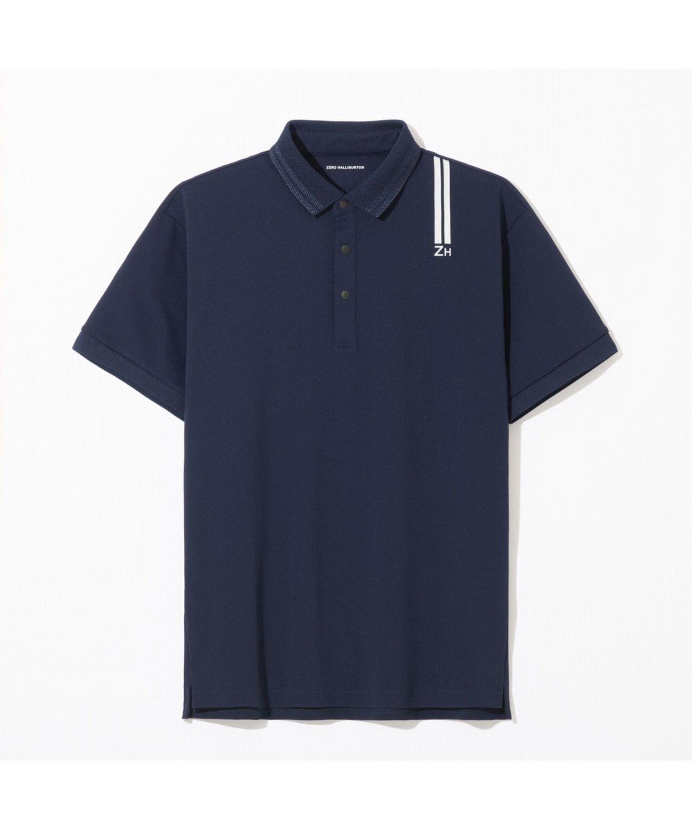 【ゼロハリバートン/ZERO HALLIBURTON / MEN】の【吸水速乾・UVケア】 ダブルリブ鹿の子ポロシャツ ZHG-M5S4b 82948 インテリア・キッズ・メンズ・レディースファッション・服の通販 founy(ファニー) 　ファッション　Fashion　メンズファッション　Fashion for Men　トップス・カットソー　Cut & Sew Tops　メンズシャツ　Shirts　ポロシャツ / きれいめカジュアルスタイル　Polo Shirts　アウトドア　Outdoor Clothing　春　Spring　吸水　Absorbent, Quick-Dry　鹿の子　Piqué, Kanoko Fabric　シンプル　Simple, Minimal　スポーツ　Sports, Activewear　ダブル　Double, Double-Breasted　定番　Standard, Basic Item　プリント　Print, Printed Pattern　ポロシャツ　Polo Shirt, Collared Tee　ランニング　Running, Running Wear, Activewear, Jogging　S/S・春夏　SS, Spring/Summer, Warm Season　再入荷　Restock / Back in Stock　夏　Summer　ゴルフ　Golf　ネイビー|ID: prp329100004644534 ipo3291000000033511740