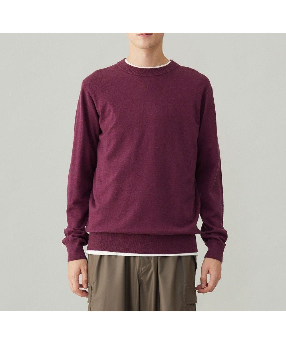 【アンフィーロ/UNFILO / MEN】のライトウォーム クルーネックニット インテリア・キッズ・メンズ・レディースファッション・服の通販 founy(ファニー) 　ファッション　Fashion　メンズファッション　Fashion for Men　トップス・カットソー　Cut & Sew Tops　ニット・セーター / 定番トップス　Knit Tops & Sweaters　ウォッシャブル　Machine Washable　ウォーム　Warm Fabric　シンプル　Simple, Minimal　セーター　Sweater, Knitwear　A/W・秋冬　Autumn/Winter　ボルドー|ID: prp329100004644542 ipo3291000000033511978