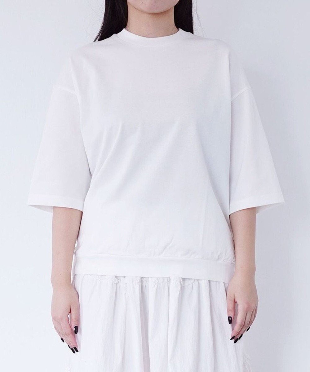 【シトム/SITOM】の裾リブ7分袖Tシャツ インテリア・キッズ・メンズ・レディースファッション・服の通販 founy(ファニー) 　ファッション　Fashion　レディースファッション　Fashion for Women　トップス・カットソー　Cut & Sew Tops　シャツ・ブラウス・オフィスカジュアル　Elegant Blouses & Button-Ups　ロングTシャツ・Tシャツ　Longline T-Shirts & Tees　カットソー・ベーシックTシャツ　Cut-and-Sewn Tops / Stretch Tees & Basics　インナー　Innerwear　春　Spring　洗える　Machine Washable　カットソー　Cut and Sewn Top　スタイリッシュ　Stylish, Fashionable　ダメージ　Distressed, Destroyed　人気　Popular, Best Seller　パターン　Pattern, Design Print　フィット　Fit, Slim Fit　S/S・春夏　SS, Spring/Summer, Warm Season　夏　Summer　エレガント 上品　Elegant　ビジネス 仕事 通勤　Business / Work / Commuting　ホワイト|ID: prp329100004644730 ipo3291000000033676016