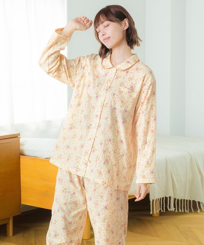 【ウィング/Wing】のパジャマ 綿100%(本体) 二重ガーゼ レディース 長袖 長ズボン EP5074 ウイング/ワコール インテリア・キッズ・メンズ・レディースファッション・服の通販 founy(ファニー) https://founy.com/ ファッション Fashion レディースファッション Fashion for Women トップス・カットソー Cut & Sew Tops センター Center, Center Line 長袖 Long Sleeve, Full Sleeve パジャマ Pajamas, Sleepwear プリント Print, Printed Pattern ボトム Bottoms, Lower Wear リーフ Leaf, Botanical Leaf エレガント 上品 Elegant |ID: prp329100004644732 ipo3291000000035713468