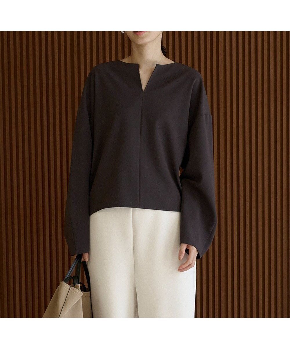 【アンフィーロ 自由区/UNFILO】のマイビューティ キーネックブラウス インテリア・キッズ・メンズ・レディースファッション・服の通販 founy(ファニー) 　ファッション　Fashion　レディースファッション　Fashion for Women　トップス・カットソー　Cut & Sew Tops　シャツ・ブラウス・オフィスカジュアル　Elegant Blouses & Button-Ups　インナー　Innerwear　ストレッチ　Stretch, Stretchy Fabric　スラックス　Slacks, Dress Pants　タートルネック　Turtleneck, High Neck　バランス　Balance, Style Balance　フランス　France, French　ボトム　Bottoms, Lower Wear　ロング　Long, Long-Length　楽ちん　Easy Fit, Comfortable　ワイド　Wide, Wide Fit　A/W・秋冬　Autumn/Winter　ブラウン|ID: prp329100004644811 ipo3291000000033517439