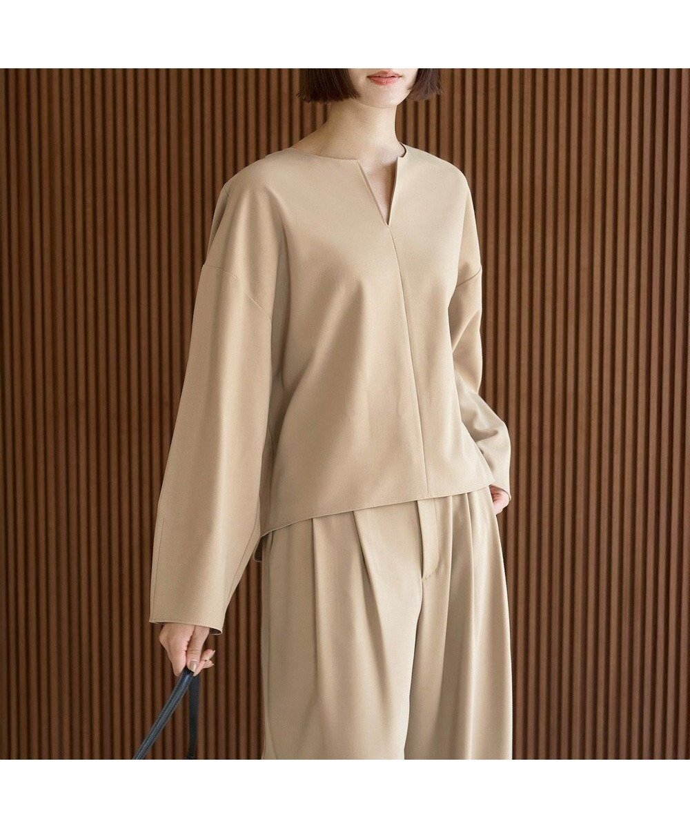 【アンフィーロ 自由区/UNFILO】のマイビューティ キーネックブラウス インテリア・キッズ・メンズ・レディースファッション・服の通販 founy(ファニー) 　ファッション　Fashion　レディースファッション　Fashion for Women　トップス・カットソー　Cut & Sew Tops　シャツ・ブラウス・オフィスカジュアル　Elegant Blouses & Button-Ups　インナー　Innerwear　ストレッチ　Stretch, Stretchy Fabric　スラックス　Slacks, Dress Pants　タートルネック　Turtleneck, High Neck　バランス　Balance, Style Balance　フランス　France, French　ボトム　Bottoms, Lower Wear　ロング　Long, Long-Length　楽ちん　Easy Fit, Comfortable　ワイド　Wide, Wide Fit　A/W・秋冬　Autumn/Winter　ベージュ|ID: prp329100004644811 ipo3291000000033517442