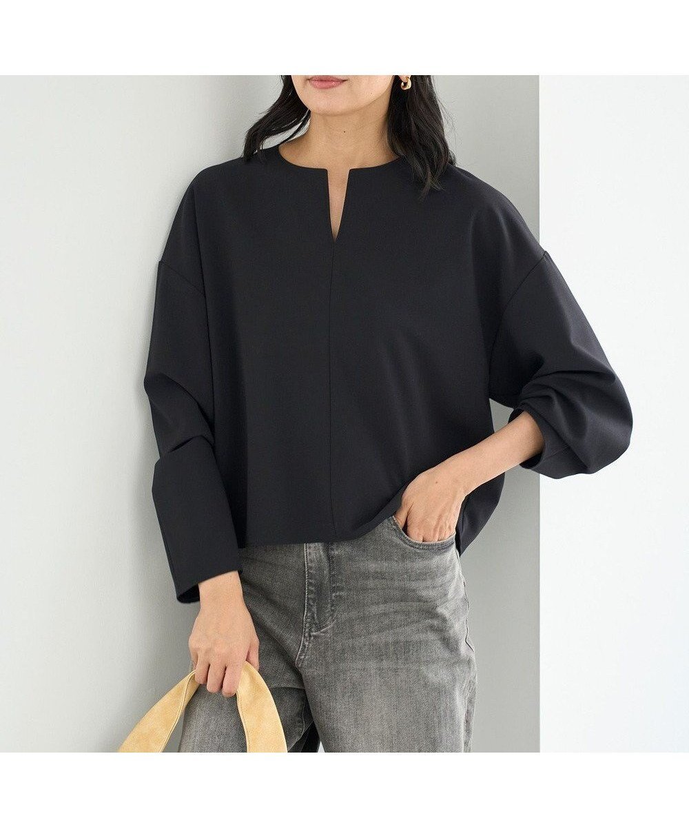 【アンフィーロ 自由区/UNFILO】のマイビューティ キーネックブラウス インテリア・キッズ・メンズ・レディースファッション・服の通販 founy(ファニー) 　ファッション　Fashion　レディースファッション　Fashion for Women　トップス・カットソー　Cut & Sew Tops　シャツ・ブラウス・オフィスカジュアル　Elegant Blouses & Button-Ups　インナー　Innerwear　ストレッチ　Stretch, Stretchy Fabric　スラックス　Slacks, Dress Pants　タートルネック　Turtleneck, High Neck　バランス　Balance, Style Balance　フランス　France, French　ボトム　Bottoms, Lower Wear　ロング　Long, Long-Length　楽ちん　Easy Fit, Comfortable　ワイド　Wide, Wide Fit　A/W・秋冬　Autumn/Winter　ブラック|ID: prp329100004644811 ipo3291000000033860856