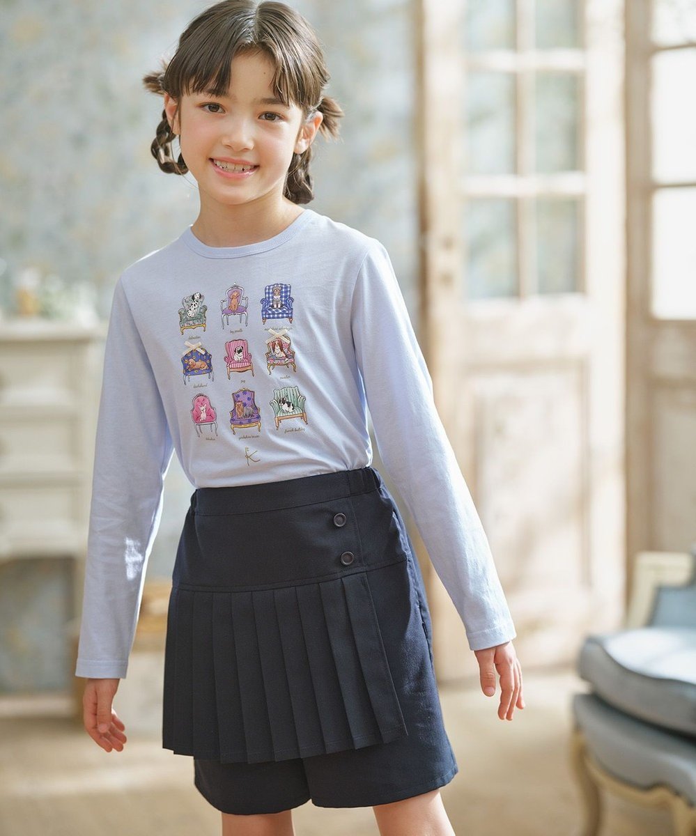 【組曲 / KIDS/KUMIKYOKU】の【110-140㎝】アラカルトドッグ Tシャツ インテリア・キッズ・メンズ・レディースファッション・服の通販 founy(ファニー) 　ファッション　Fashion　キッズファッション　Fashion for Kids　トップス・カットソー　Cut & Sew Tops　おすすめ　Recommended / Our Picks　カットソー　Cut and Sewn Top　カラフル　Colorful Design　グラフィック　Graphic, Graphic Design　プリント　Print, Printed Pattern　リボン　Ribbon, Bow　A/W・秋冬　Autumn/Winter　サックスブルー|ID: prp329100004645565 ipo3291000000033652979