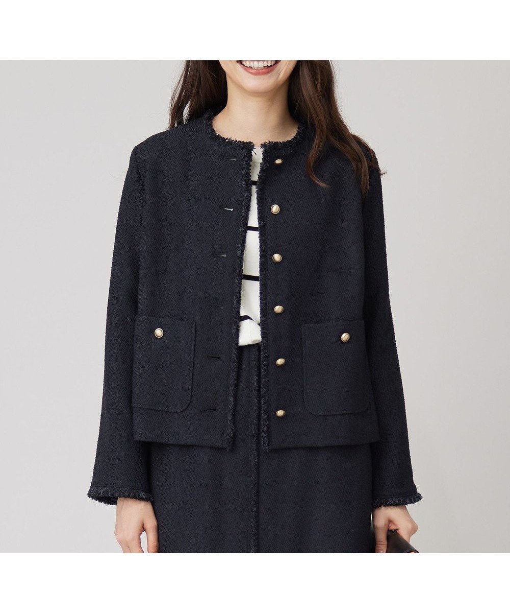 【自由区/JIYU-KU】のブライトリングツイード ジャケット インテリア・キッズ・メンズ・レディースファッション・服の通販 founy(ファニー) 　ファッション　Fashion　レディースファッション　Fashion for Women　アウター　Coat / Outerwear Collection　レディースジャケット・軽アウター　Jackets　ノーカラージャケット / シンプル上品コーデ　Collarless Jackets　新作・新入荷　New Arrivals / New In　カーディガン　Cardigan, Knitwear　ジャケット　Jacket, Outerwear　セレモニー　Ceremony　ツイード　Twill, Twill Weave　デニム　Denim, Jeans Material　フリンジ　Fringe, Tassel　ボトム　Bottoms, Lower Wear　ポケット　Pocket, Pocket Detail　メタル　Metal, Metal Parts　ループ　Loop, Loop Knit　A/W・秋冬　Autumn/Winter　ネイビー|ID: prp329100004645599 ipo3291000000033528470
