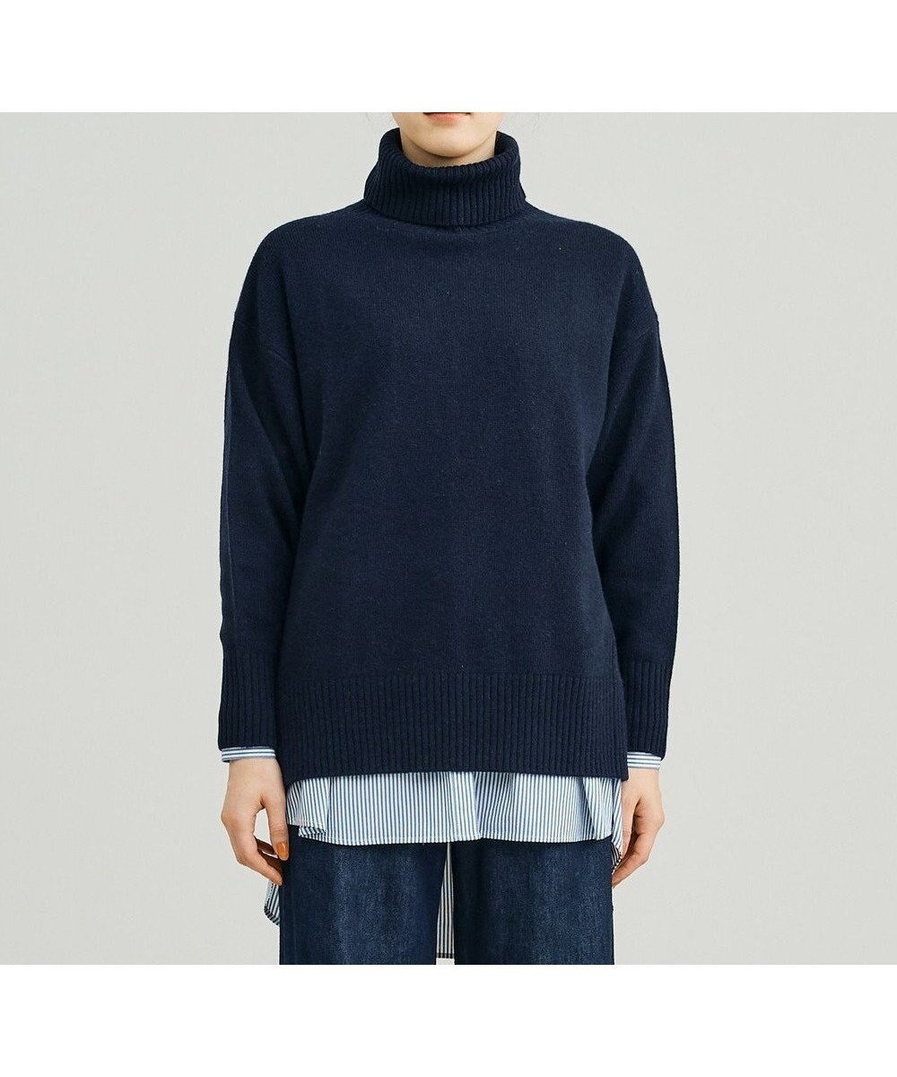 【ジェイプレスヨークストリート/J.PRESS YORK STREET】の【WOMEN】ウールカシミヤ タートルニット インテリア・キッズ・メンズ・レディースファッション・服の通販 founy(ファニー) 　ファッション　Fashion　レディースファッション　Fashion for Women　トップス・カットソー　Cut & Sew Tops　ニット　Knit Tops & Sweaters　シンプル　Simple, Minimal　スリット　Slit, Slit Detail　セーター　Sweater, Knitwear　タートル　Turtleneck, Turtle Collar　定番　Standard, Basic Item　リラックス　Relax, Relaxed Fit　冬　Winter / This Winter　A/W・秋冬　Autumn/Winter　エレガント 上品　Elegant　ネイビー系|ID: prp329100004645633 ipo3291000000033529511