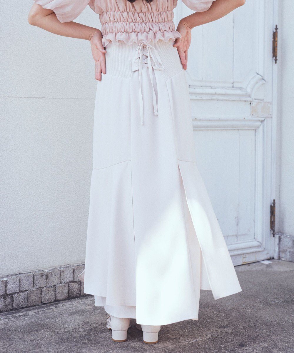 【アースミュージックアンドエコロジー/earth music&ecology】のサイドリブ切替バックレースアップスカート インテリア・キッズ・メンズ・レディースファッション・服の通販 founy(ファニー) 　ファッション　Fashion　レディースファッション　Fashion for Women　スカート　Skirts　おすすめ　Recommended / Our Picks　スリット　Slit, Slit Detail　フロント　Front, Front Design　ポケット　Pocket, Pocket Detail　メタル　Metal, Metal Parts　ロング　Long, Long-Length　切替　Switching, Contrast Panel　A/W・秋冬　Autumn/Winter　Ivory|ID: prp329100004645706 ipo3291000000033683760