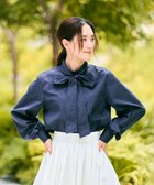 【ハッシュニュアンス/#Newans】の【洗濯機可】ステッチデザインリボンタイブラウス ネイビー|ID: prp329100004645763 ipo3291000000034180032