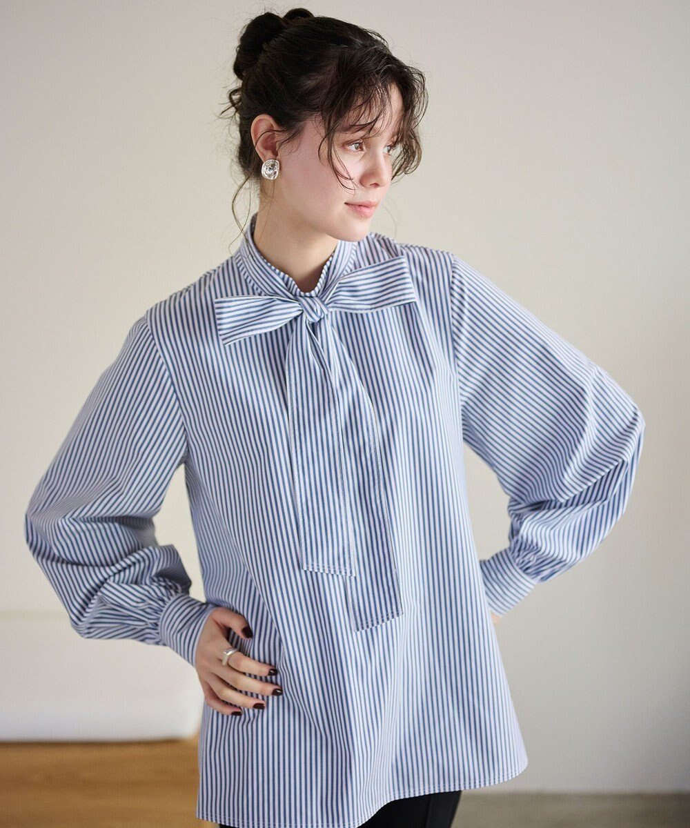 【ハッシュニュアンス/#Newans】の【洗濯機可】ステッチデザインリボンタイブラウス 人気、トレンドファッション・服の通販 founy(ファニー) ファッション Fashion レディースファッション Fashion for Women トップス・カットソー Cut & Sew Tops シャツ・ブラウス・オフィスカジュアル Elegant Blouses & Button-Ups シャーリング Shirring, Ruched シンプル Simple, Minimal ハイネック High Neck, Mock Neck リボン Ribbon, Bow エレガント 上品 Elegant 洗える Machine Washable A/W・秋冬 Autumn/Winter other-1|ID: prp329100004645763 ipo3291000000034619454