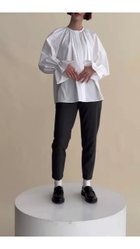 【ハッシュニュアンス/#Newans】の【洗濯機可】フルギャザーブラウス ブルーストライプ|ID: prp329100004645766 ipo3291000000034641992