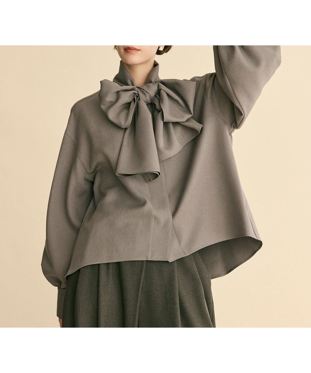 【ハッシュニュアンス/#Newans】の【洗濯機可】ビックリボンパウダリーブラウス インテリア・キッズ・メンズ・レディースファッション・服の通販 founy(ファニー) ファッション Fashion レディースファッション Fashion for Women トップス・カットソー Cut & Sew Tops シャツ・ブラウス・オフィスカジュアル Elegant Blouses & Button-Ups とろみ Fluid, Flowy Fabric カフス Cuff Design ジャケット Jacket, Outerwear ストレッチ Stretch, Stretchy Fabric ドレープ Drape, Draping Fabric バランス Balance, Style Balance パウダー Powder, Soft Tone ビッグ Big, Oversized フィット Fit, Slim Fit フェミニン Feminine, Girly フロント Front, Front Design ボトム Bottoms, Lower Wear リボン Ribbon, Bow A/W・秋冬 Autumn/Winter チャコール|ID: prp329100004645774 ipo3291000000033872937