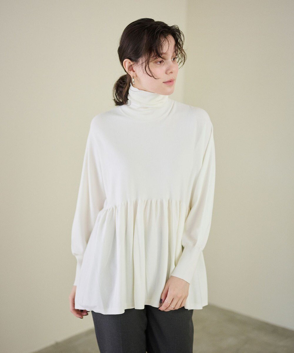 【ハッシュニュアンス/#Newans】の【洗える】ペプラムデザインワイドシルエットプルオーバー インテリア・キッズ・メンズ・レディースファッション・服の通販 founy(ファニー) ファッション Fashion レディースファッション Fashion for Women トップス・カットソー Cut & Sew Tops ニット Knit Tops & Sweaters カジュアルプルオーバー・ニットトップス Pullovers & Knit Tops / Casual Pullovers コンパクト Compact, Small Size ストレッチ Stretch, Stretchy Fabric セーター Sweater, Knitwear ハイネック High Neck, Mock Neck バランス Balance, Style Balance フレア Flare, Flared 切替 Switching, Contrast Panel 洗える Machine Washable A/W・秋冬 Autumn/Winter ホワイト|ID: prp329100004645785 ipo3291000000034622132