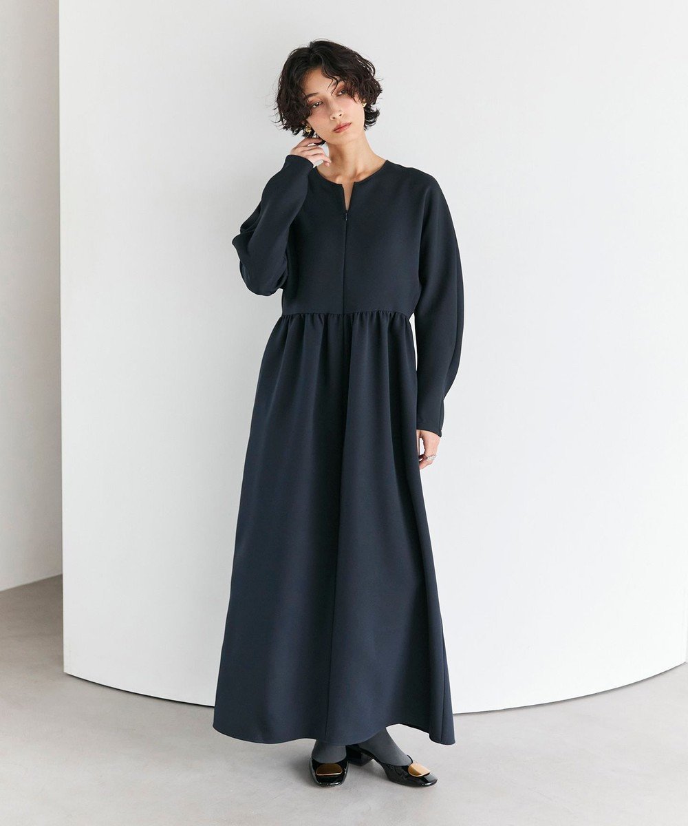 【ハッシュニュアンス/#Newans】の【洗濯機可】オールシーンジップドレス インテリア・キッズ・メンズ・レディースファッション・服の通販 founy(ファニー) 　ファッション　Fashion　レディースファッション　Fashion for Women　ワンピース　Dresses　フォーマル・パーティードレス・結婚式用ドレス　Elegant & Casual Dresses　なめらか　Smooth, Silky Texture　ギャザー　Gathered, Ruffled　シンプル　Simple, Minimal　ジップ　Zip, Zipper　ストレッチ　Stretch, Stretchy Fabric　ドレープ　Drape, Draping Fabric　フロント　Front, Front Design　エレガント 上品　Elegant　A/W・秋冬　Autumn/Winter　ネイビー|ID: prp329100004645791 ipo3291000000035635677