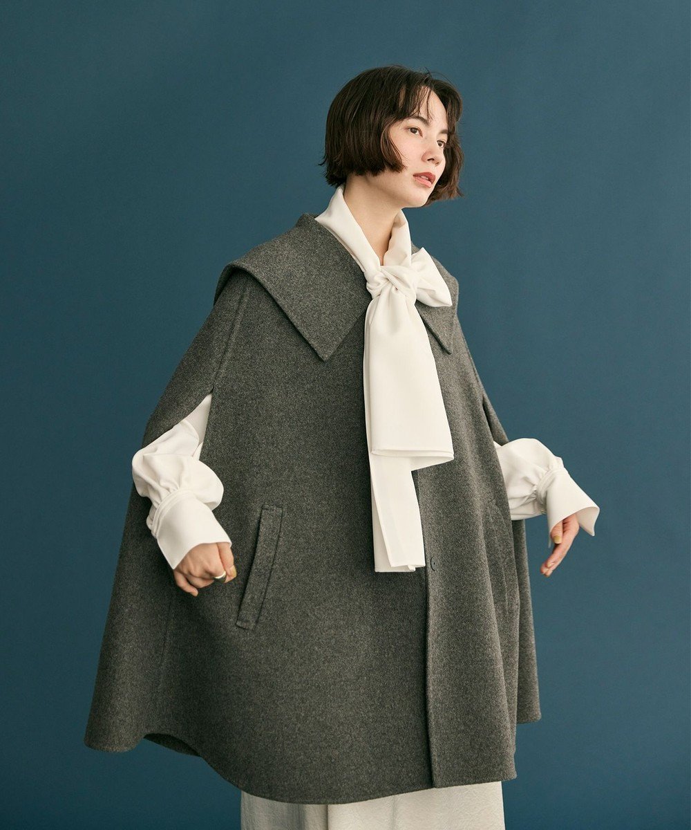 【ハッシュニュアンス/#Newans】のセーラーカラーダブルフェイスケープコート 人気、トレンドファッション・服の通販 founy(ファニー) 　ファッション　Fashion　レディースファッション　Fashion for Women　アウター　Coat / Outerwear Collection　コート・ロングコート・ピーコート　Long Coats, Peacoats & More　レディースジャケット・軽アウター　Jackets　クラシカル　Classical, Vintage-Inspired　ジャケット　Jacket, Outerwear　ビッグ　Big, Oversized　メルトン　Melton, Heavy Wool　A/W・秋冬　Autumn/Winter　 other-1|ID: prp329100004645797 ipo3291000000035790520