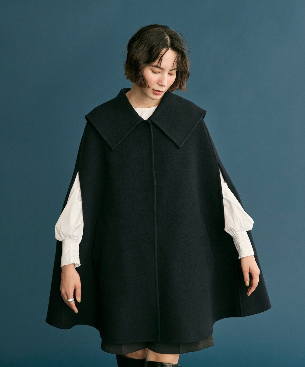 【ハッシュニュアンス/#Newans】のセーラーカラーダブルフェイスケープコート インテリア・キッズ・メンズ・レディースファッション・服の通販 founy(ファニー) 　ファッション　Fashion　レディースファッション　Fashion for Women　アウター　Coat / Outerwear Collection　コート・ロングコート・ピーコート　Long Coats, Peacoats & More　レディースジャケット・軽アウター　Jackets　クラシカル　Classical, Vintage-Inspired　ジャケット　Jacket, Outerwear　ビッグ　Big, Oversized　メルトン　Melton, Heavy Wool　A/W・秋冬　Autumn/Winter　ネイビー|ID: prp329100004645797 ipo3291000000035790527