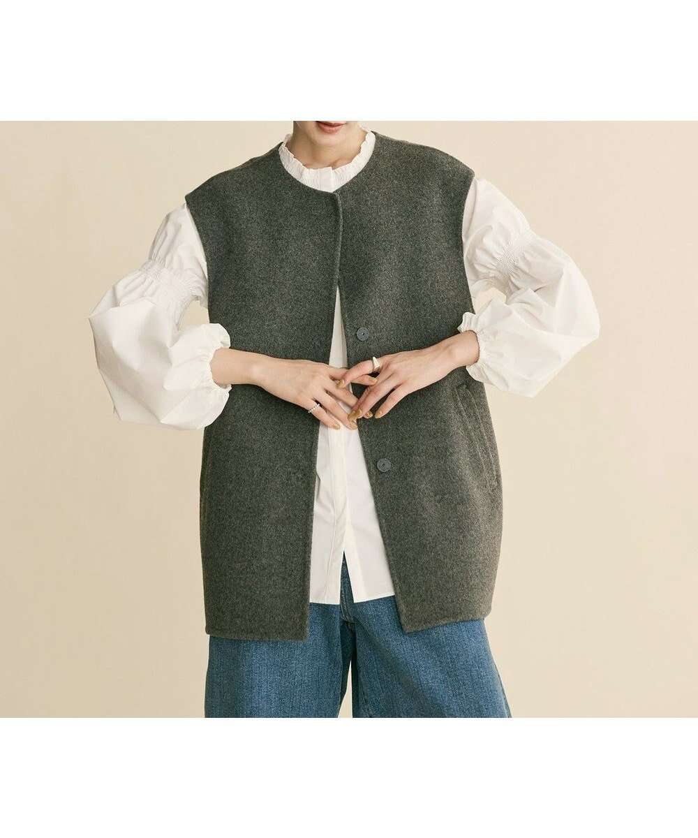 【ハッシュニュアンス/#Newans】のバックペプラムダブルフェイスジレ インテリア・キッズ・メンズ・レディースファッション・服の通販 founy(ファニー) ファッション Fashion レディースファッション Fashion for Women アウター Coat / Outerwear Collection レディースジャケット・軽アウター Jackets ギャザー Gathered, Ruffled ジャケット Jacket, Outerwear フレア Flare, Flared フロント Front, Front Design メルトン Melton, Heavy Wool A/W・秋冬 Autumn/Winter グレー|ID: prp329100004645807 ipo3291000000034619476